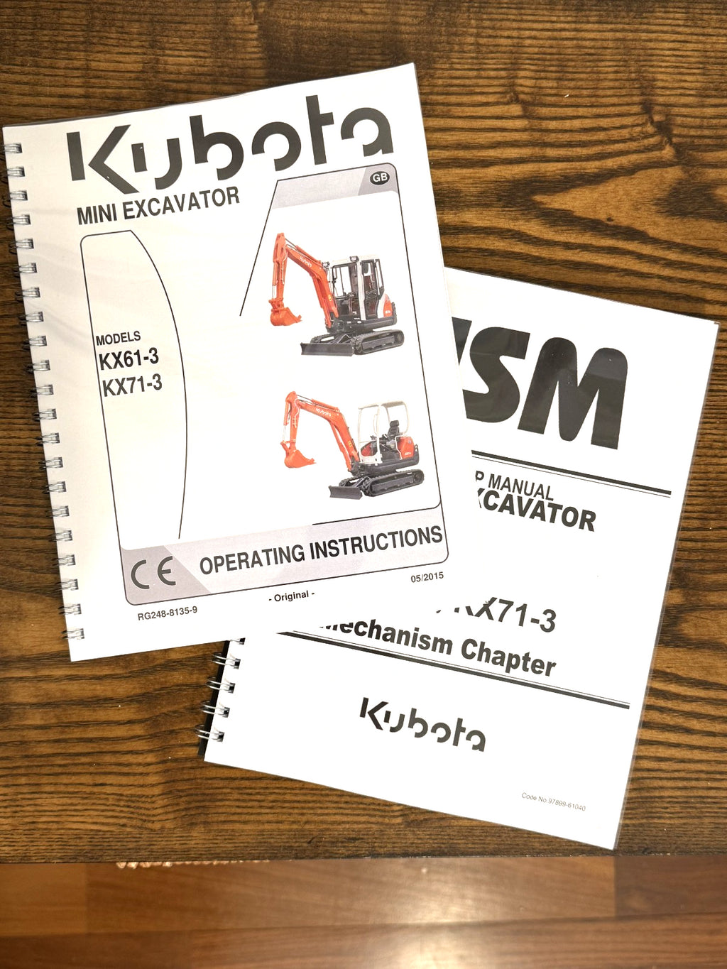 KUBOTA KX61-3 KX71-3 EXCAVATOR BUNDLE: OPERATORS MANUAL + WSM MECHANISM CHAPTER