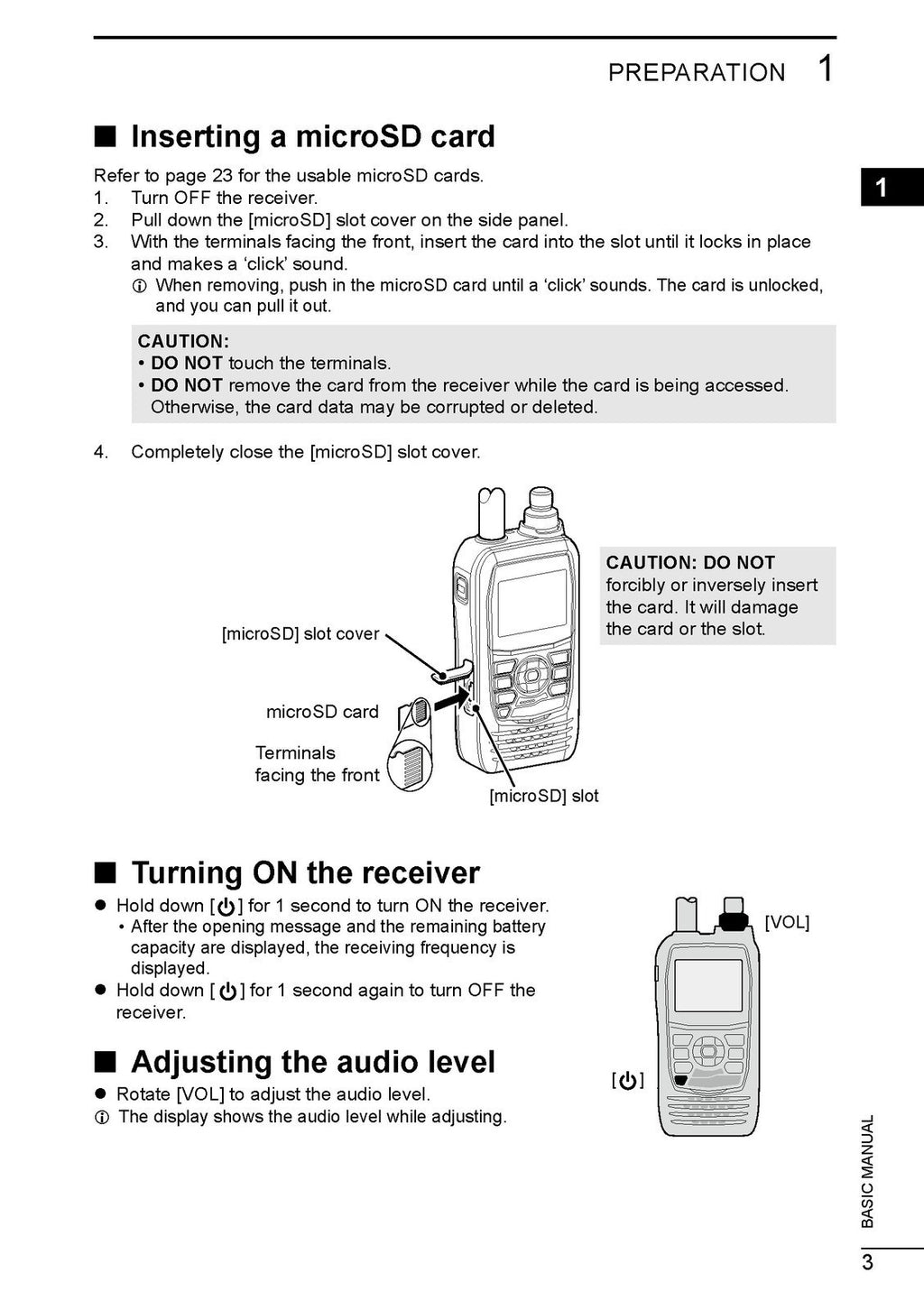 ICOM IC-R15 RECEVIER BASIC MANUAL - STEEL WIRE BOUND - PROTECTIVE COVERS