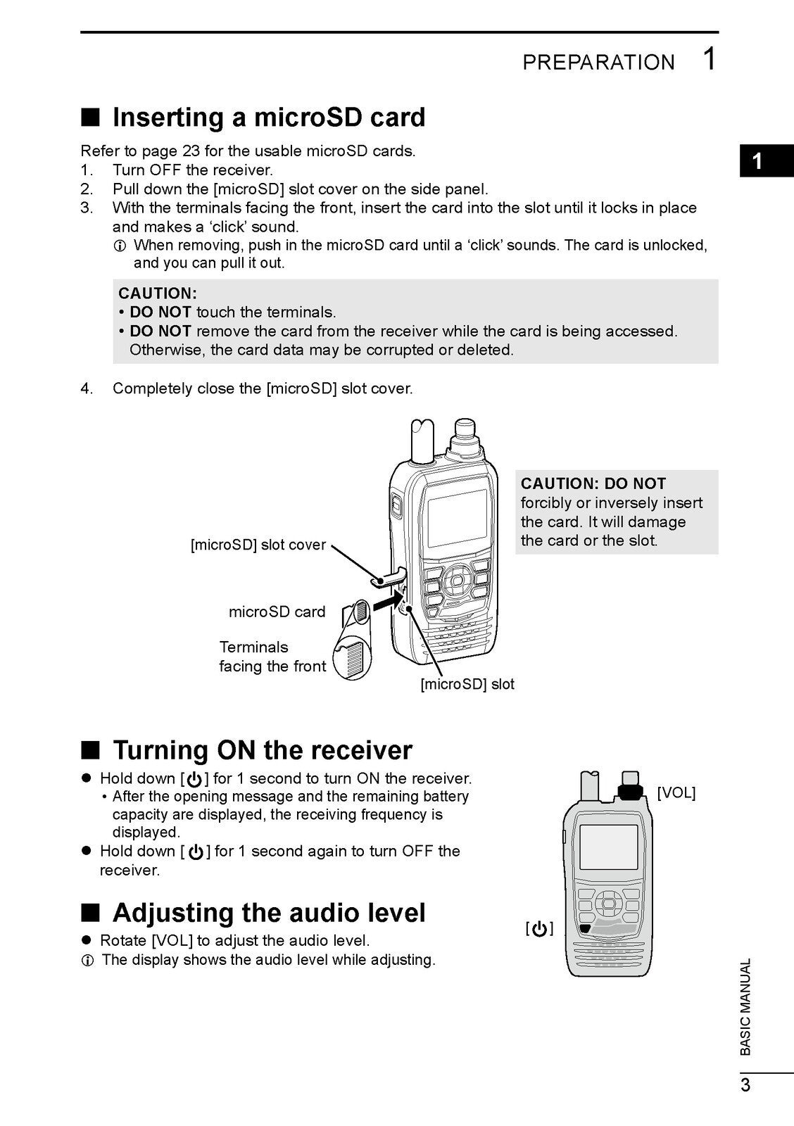ICOM IC-R15 RECEVIER BASIC MANUAL - STEEL WIRE BOUND - PROTECTIVE COVERS