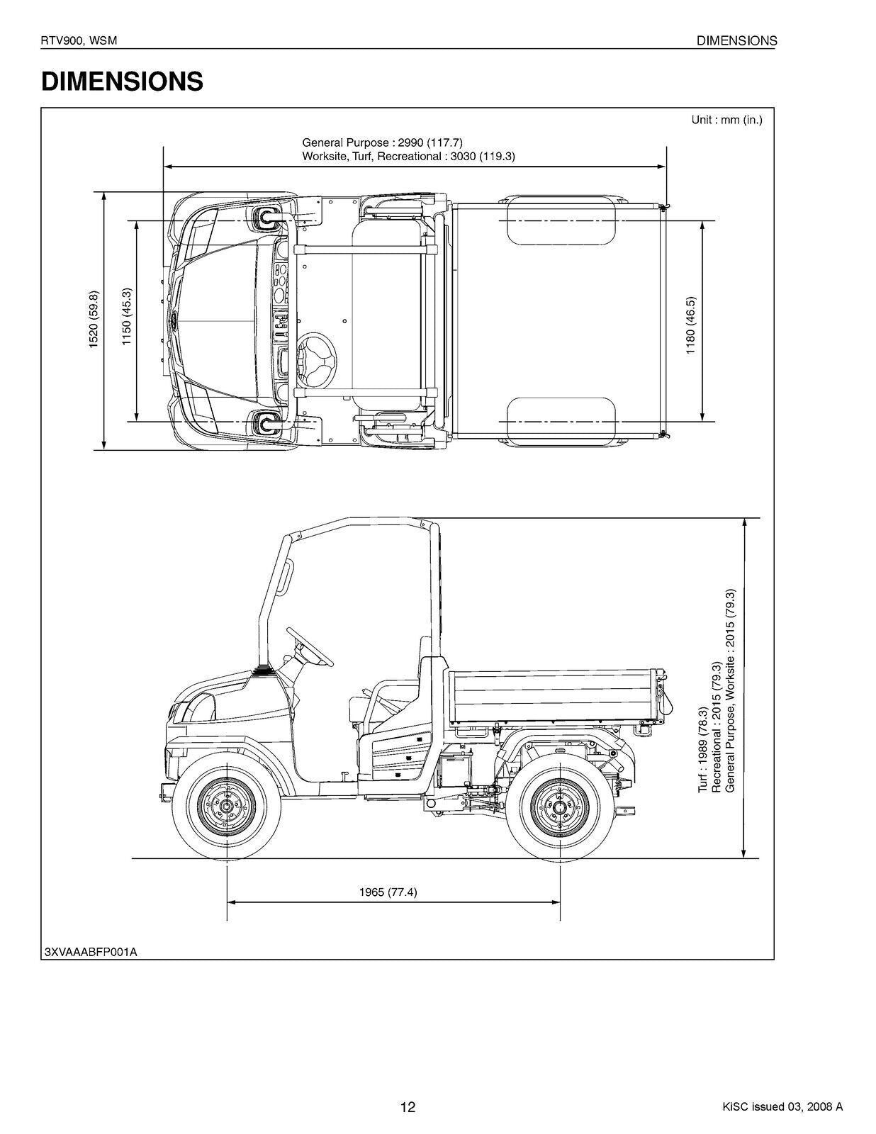 KUBOTA RTV900 WORKSHOP MANUAL - FULL COLOR - WIRE BOUND - PROTECTIVE COVERS