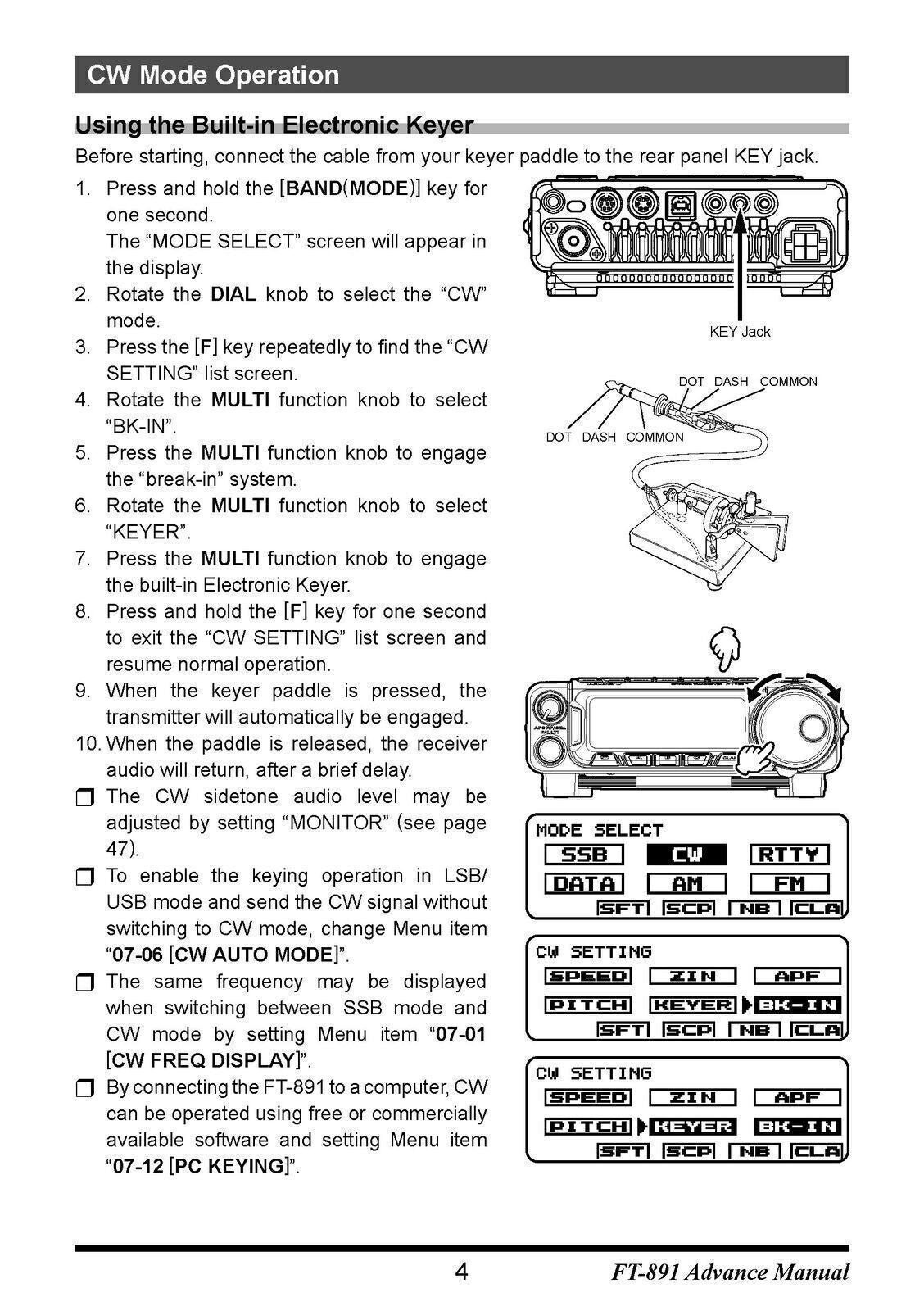 Yaesu FT-891 Advanced Instruction Manual Operator Owner's User Guide