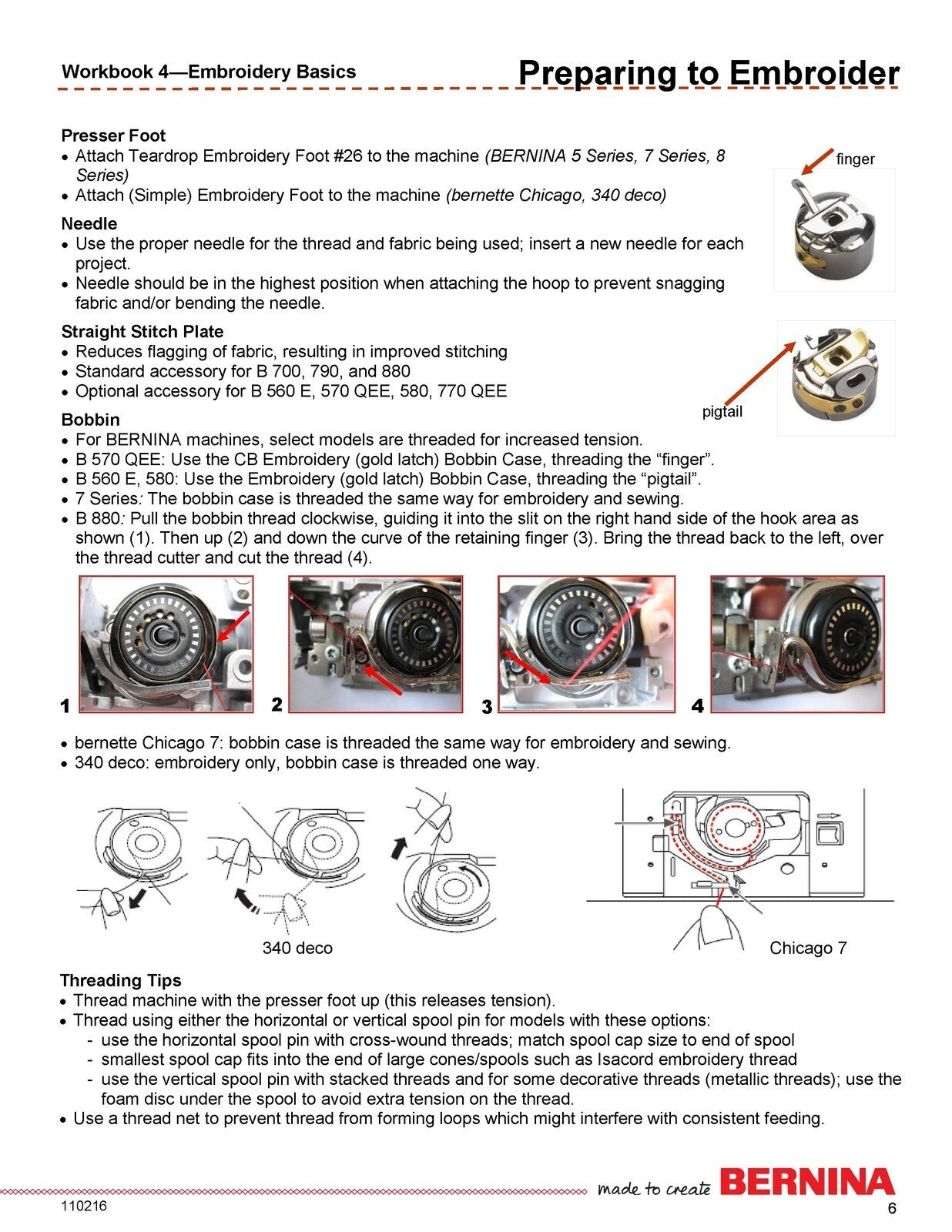 BERNINA Mastery Embroidery Workbook 560-580 700 770 790 880 340 Deco Chicago 7