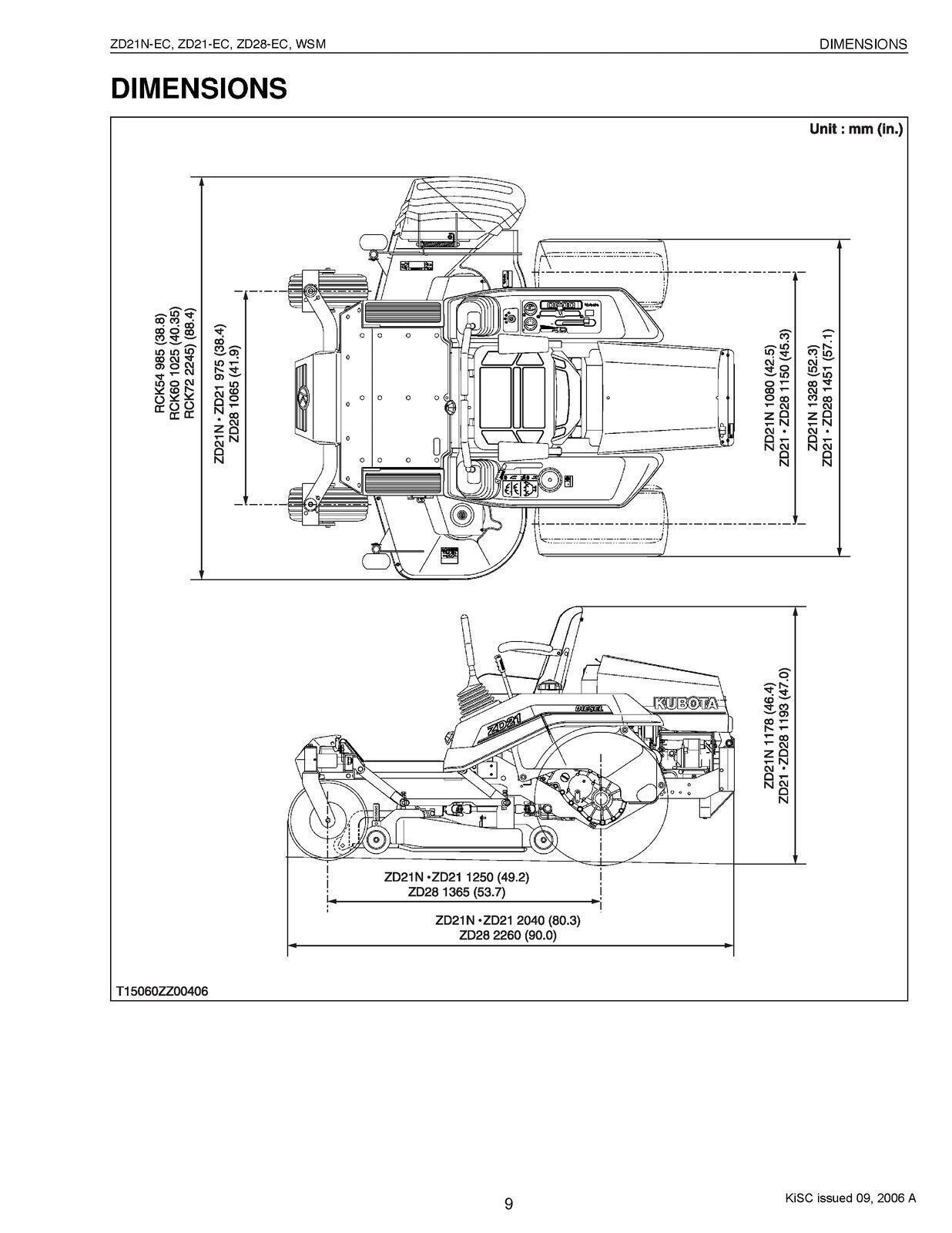 KUBOTA ZD21N-EC ZD21-EC ZD28-EC WORKSHOP MANUAL, WIRE BOUND, PROTECTIVE COVERS