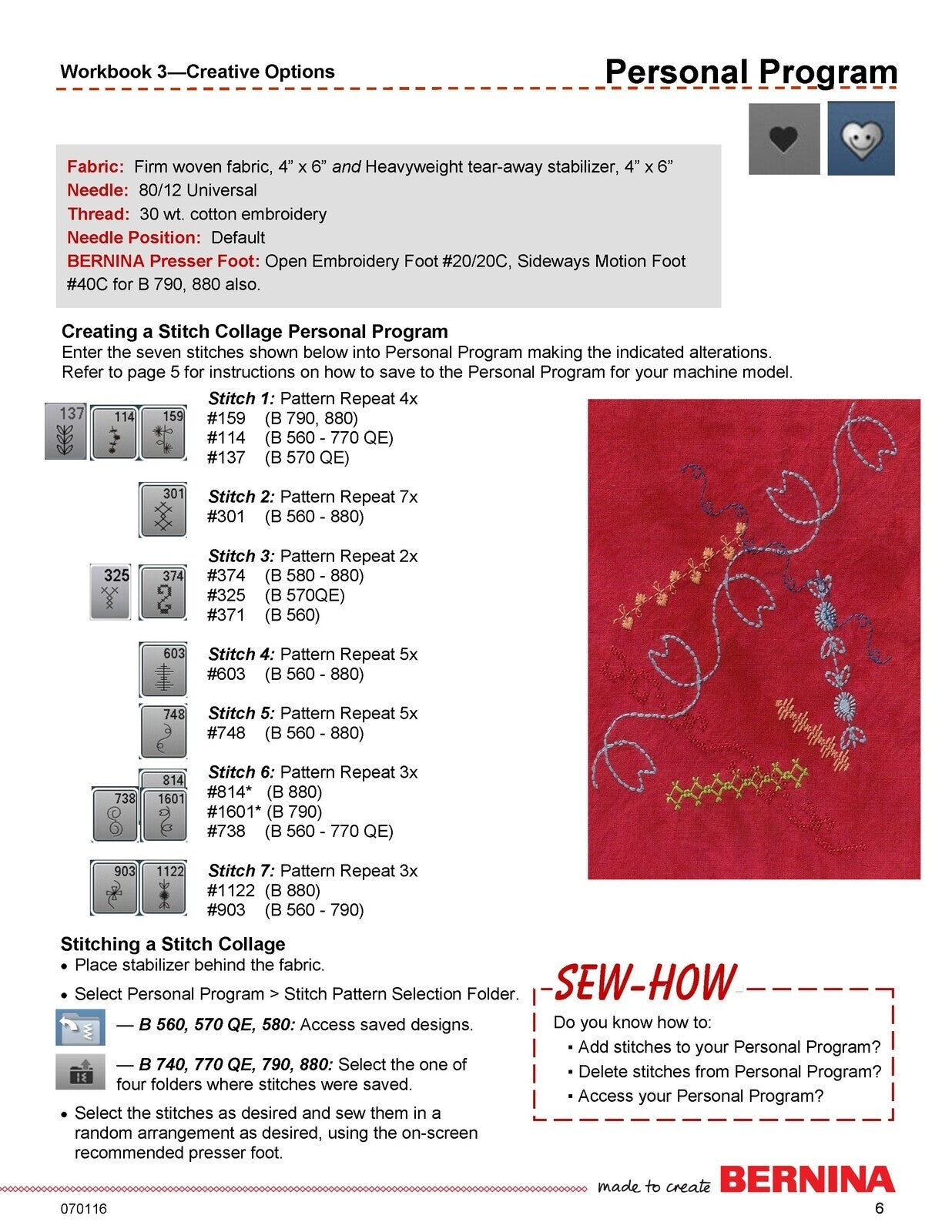 BERNINA Sewing Machine Workbook 3 Creative Options - WIRE BOUND - TOUGH COVERS