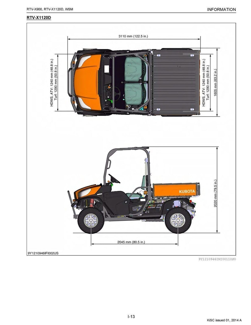KUBOTA RTV-X900 RTV-X1120D WORKSHOP MANUAL - STEEL WIRE BOUND, PROTECTIVE COVERS