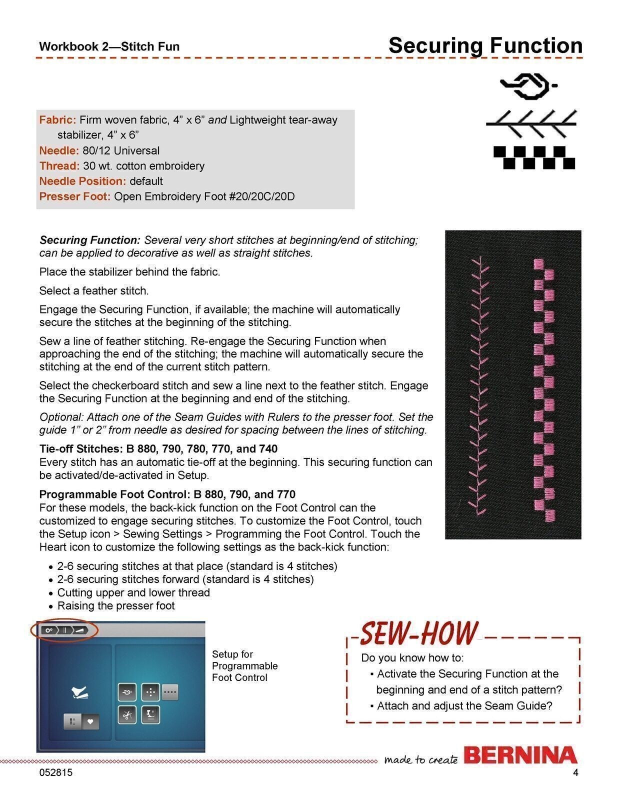 BERNINA Mastery Workbook 2 Stitch Fun (for ALL Bernina Machines except 1008)