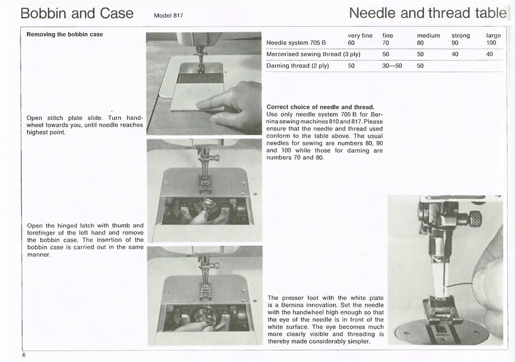 BERNINA 807 810 817 Sewing Machine User Manual - FULL COLOR - WIRE BOUND, COVERS