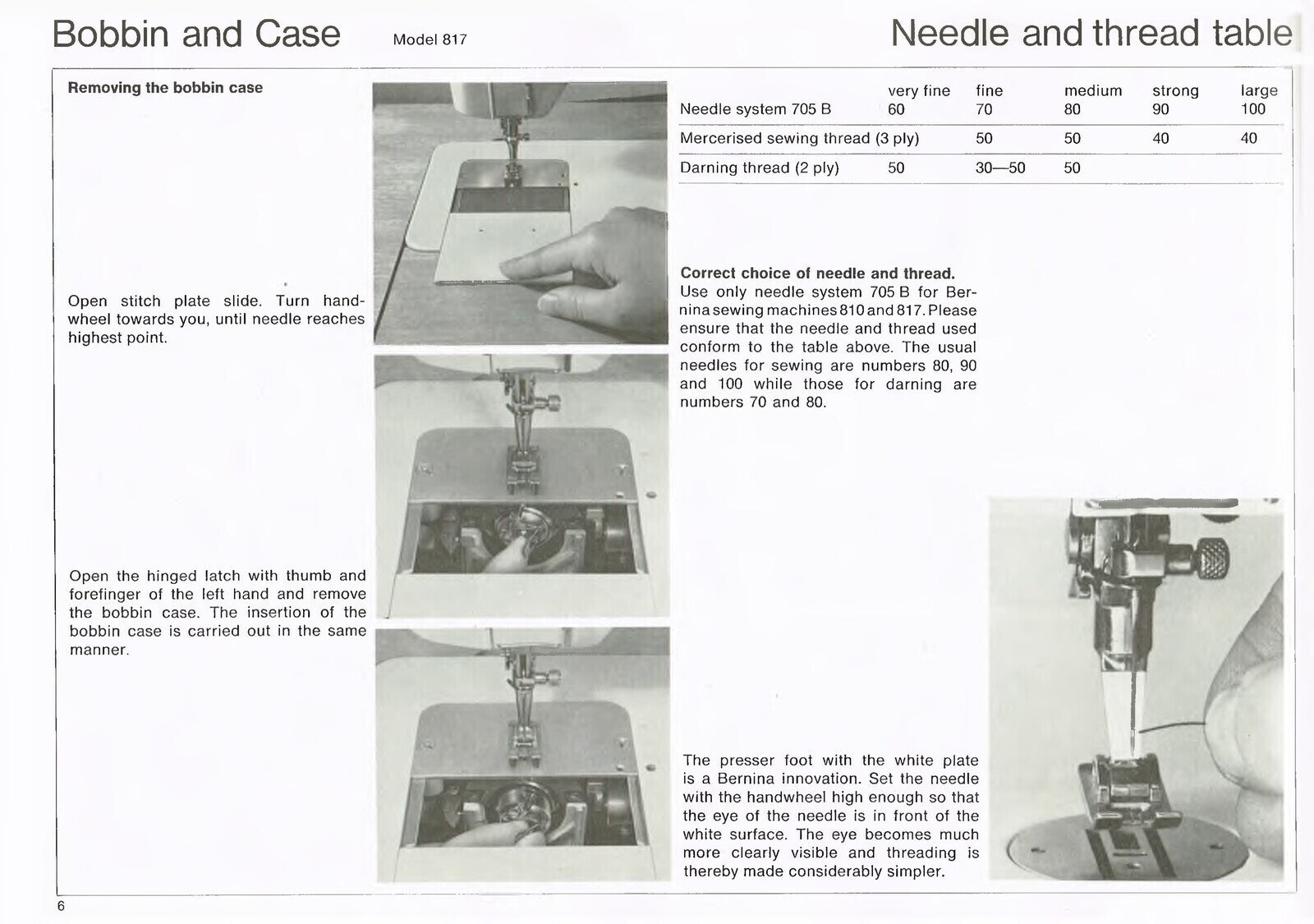 BERNINA 807 810 817 Sewing Machine User Manual - FULL COLOR - WIRE BOUND, COVERS