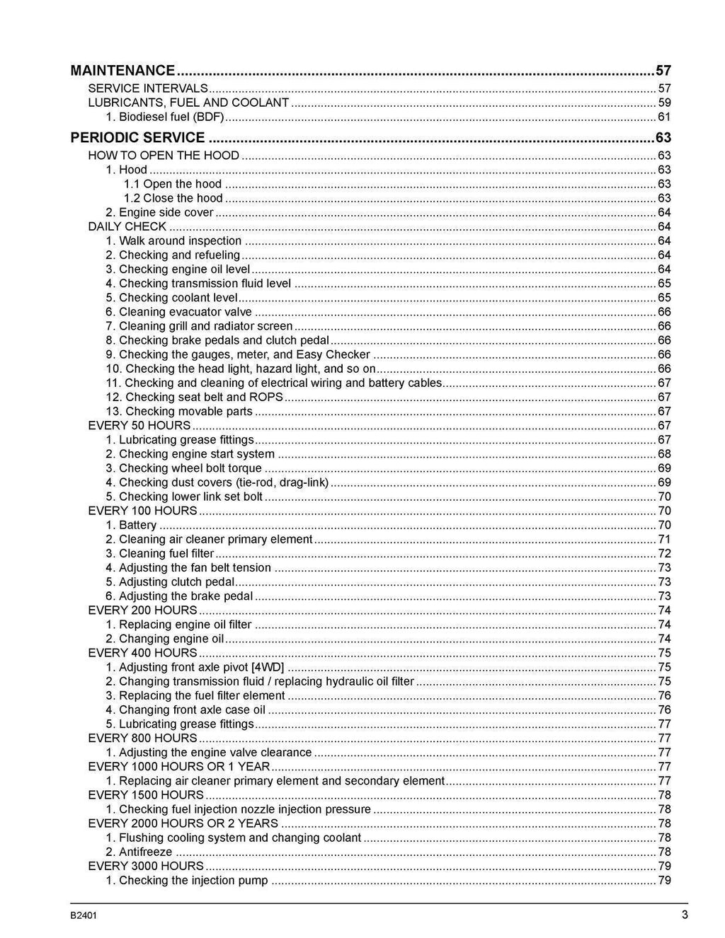 KUBOTA B2401DT B2401DTWO B2401DTN TRACTOR OPERATORS MANUAL - STEEL WIRE BOUND