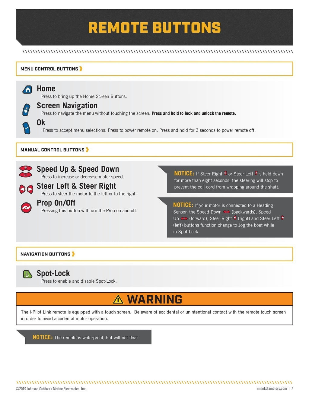 MINN KOTA  i-Pilot Link BlueTooth Owners Manual - WIRE BOUND - TOUGH COVERS