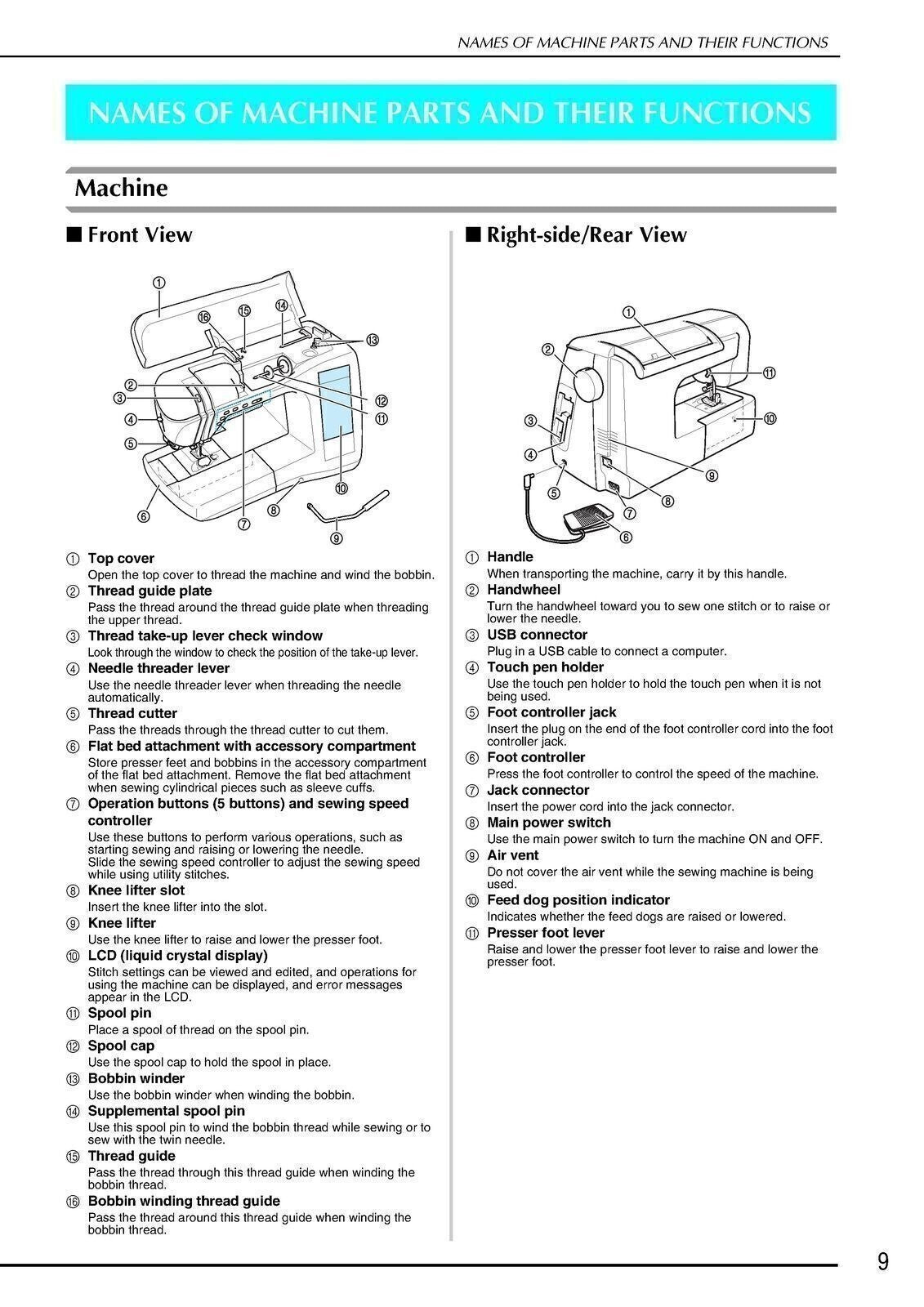 BROTHER QC-1000 Sewing Machine User Manual Owners Guide - TOUGH WIRE BINDING