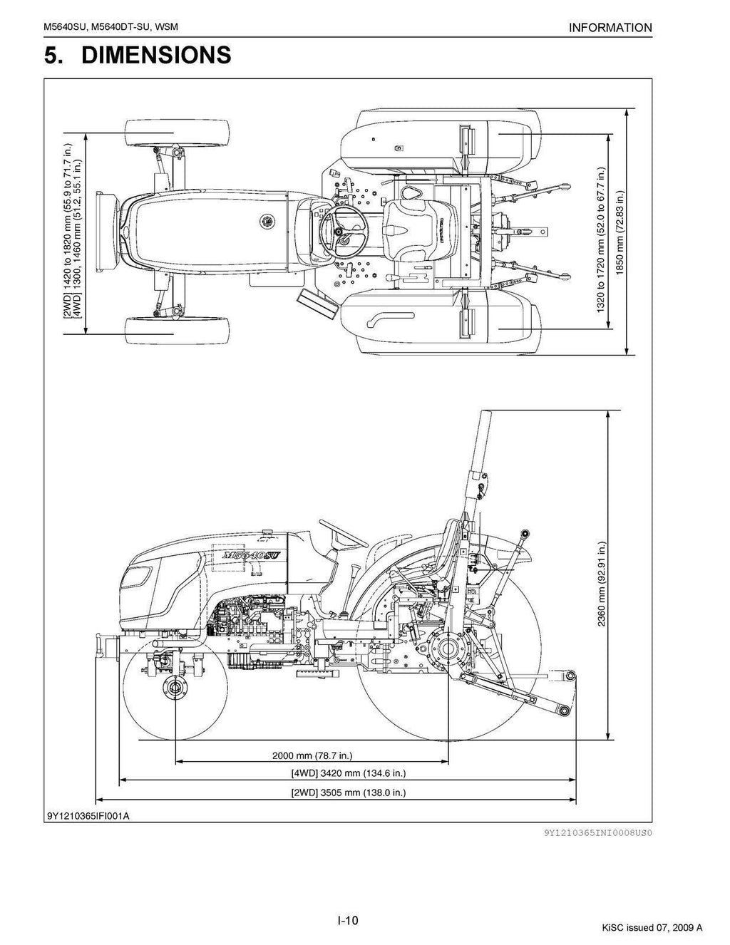 KUBOTA M5640SU WORKSHOP MANUAL WSM - STEEL WIRE BOUND - PROTECTIVE COVERS