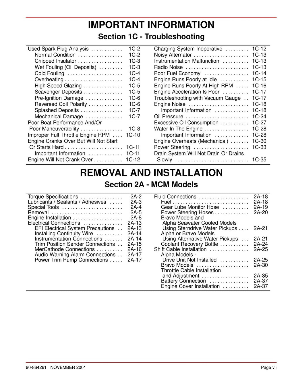 MERCURY 4.3L MPI GASOLINE ENGINE NO. 32 SERVICE MANUAL - WIRE BOUND - COVERS