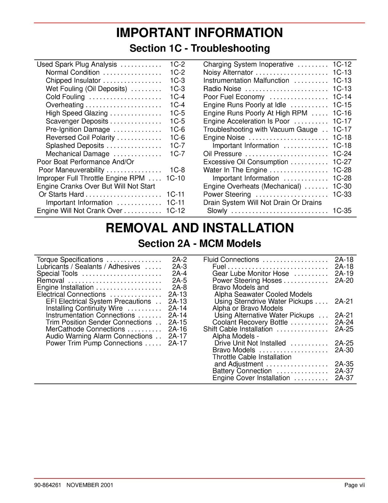 MERCURY 4.3L MPI GASOLINE ENGINE NO. 32 SERVICE MANUAL - WIRE BOUND - COVERS