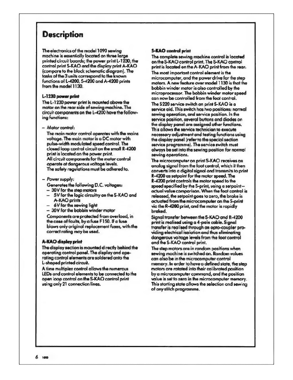 BERNINA 1090 SERVICE Manual (NOT Instruction Manual) - WIRE BOUND - COVERS