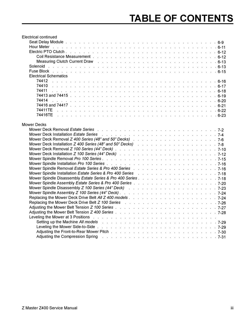 TORO Z Master Z400 Series SERVICE MANUAL - STEEL WIRE BOUND - PROTECTIVE COVERS