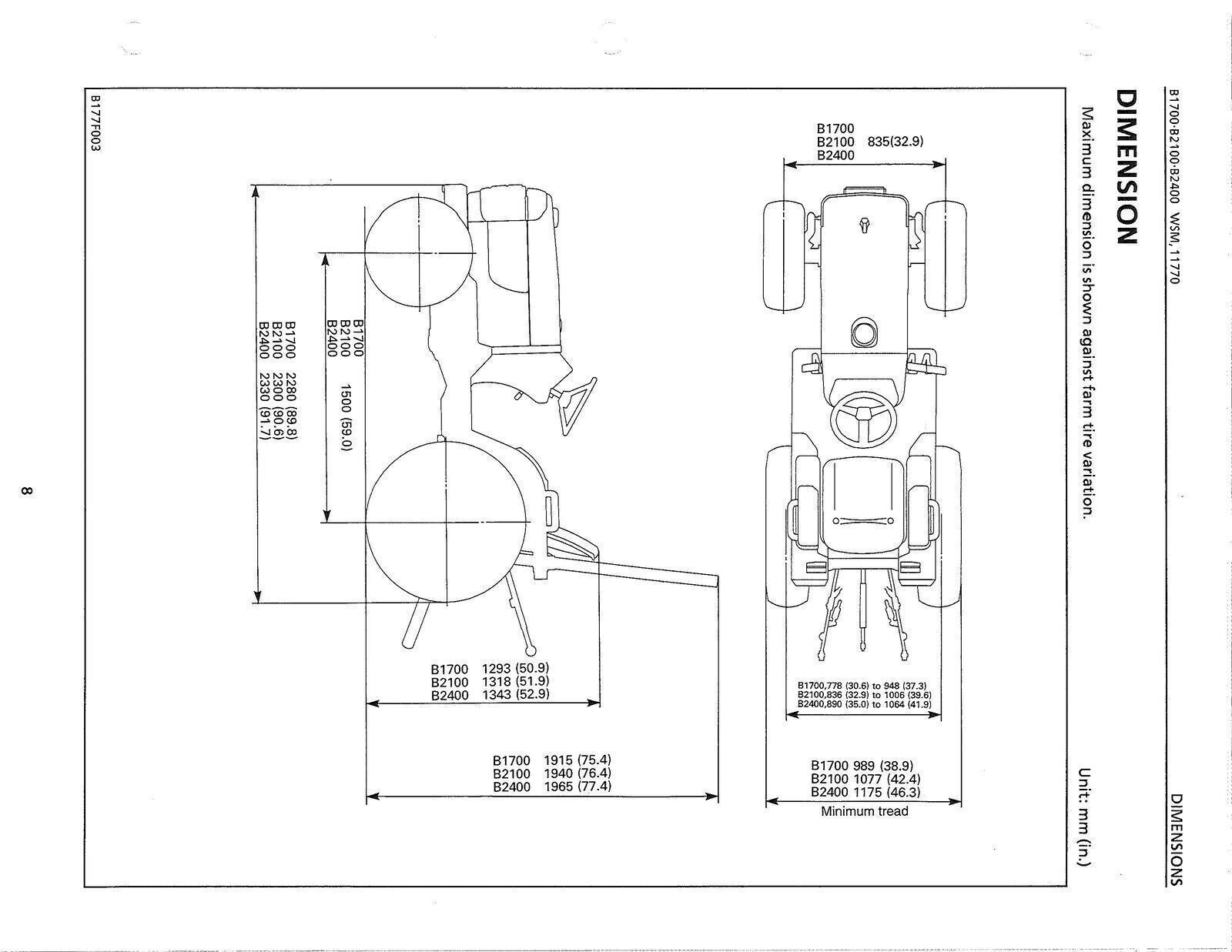 KUBOTA B1700 B2100 B2400 WSM WORKSHOP MANUAL *WITH WIRING CORRECTION* STEEL BIND