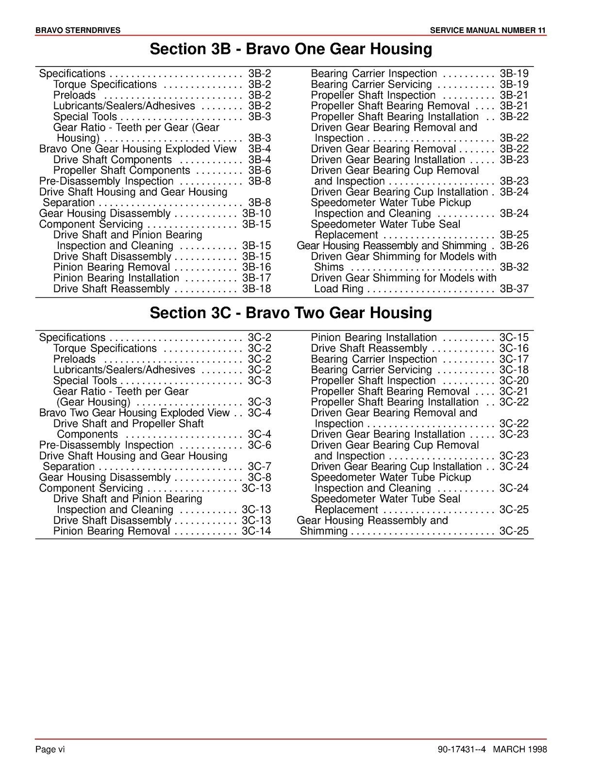 MERCURY MERCRUISER SERVICE MANUAL NO. 11 BRAVO STERNDRIVES - WIRE BOUND - COVERS