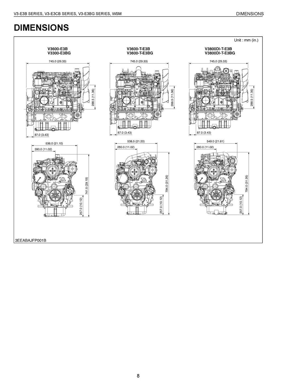 KUBOTA V3800 V3600 V3300 DIESEL ENGINE WORKSHOP MANUAL WSM - WIRE BOUND - COVERS