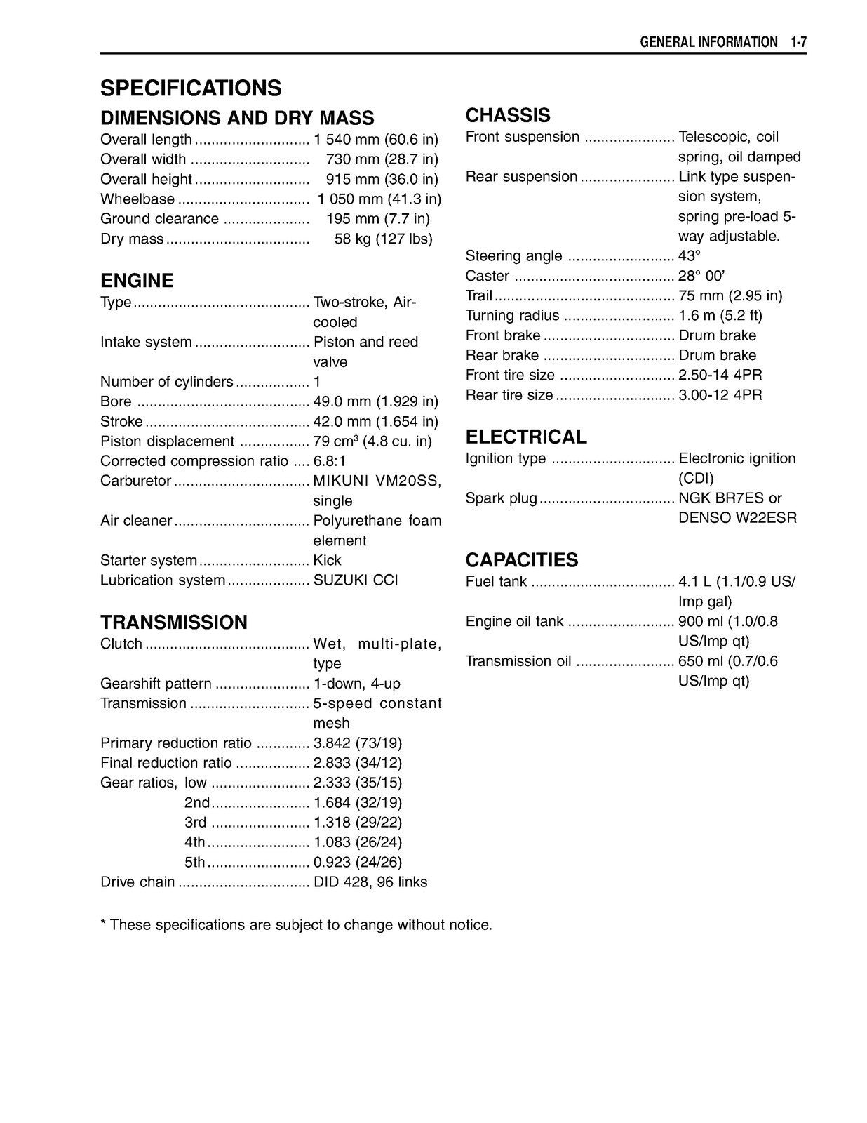 SUZUKI JR80 MOTORCYCLE DIRT BIKE SERVICE MANUAL - STEEL WIRE BOUND, TOUGH COVERS