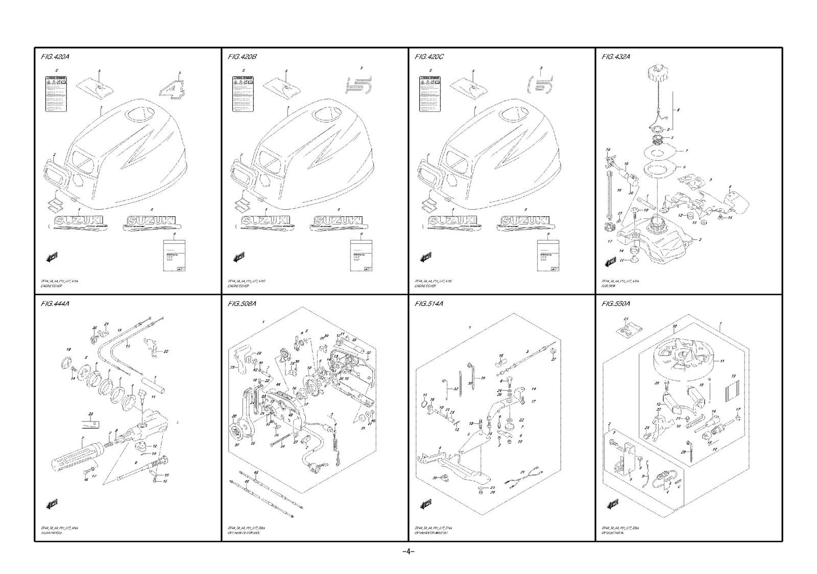 SUZUKI DF4A DF5A DF6A OUTBOARD PARTS CATALOGUE MANUAL - WIRE BOUND, TOUGH COVERS