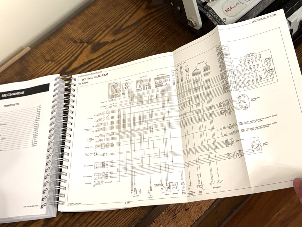 Kubota B1830 B2230 B2530 B3030 WORKSHOP MANUAL, WIRE BOUND, XL FOLDOUT PAGES!