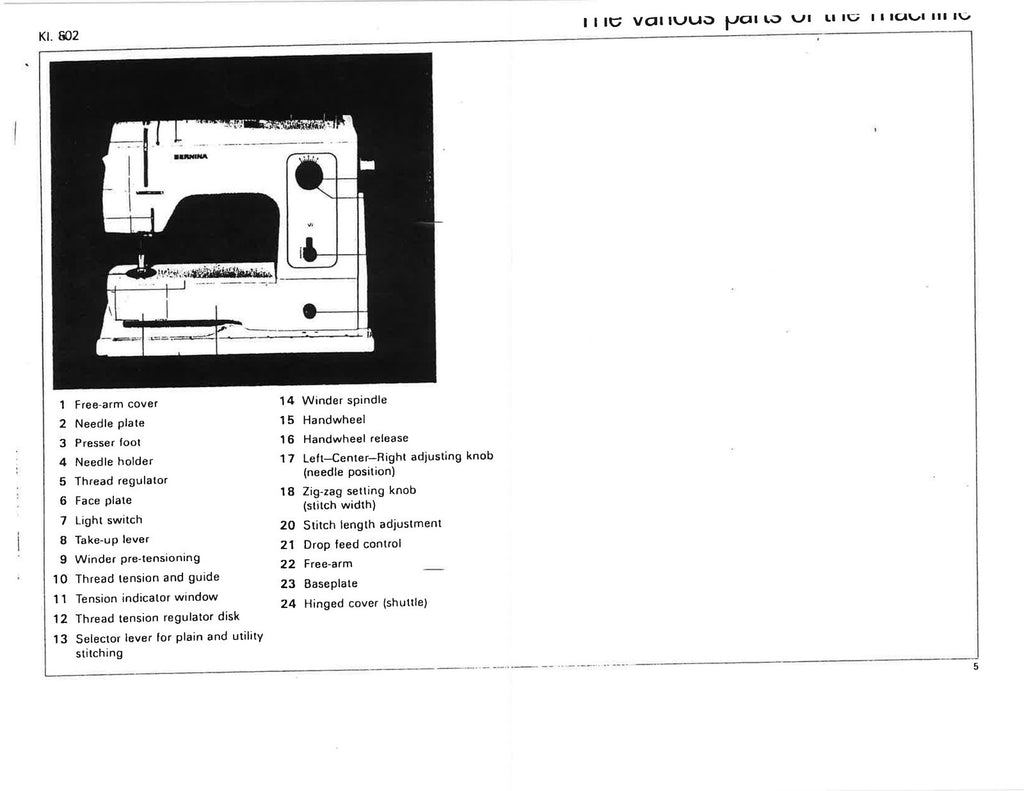 BERNINA 801 802 811 812 Sewing Machine Instruction Manual - WIRE BOUND - COVERS