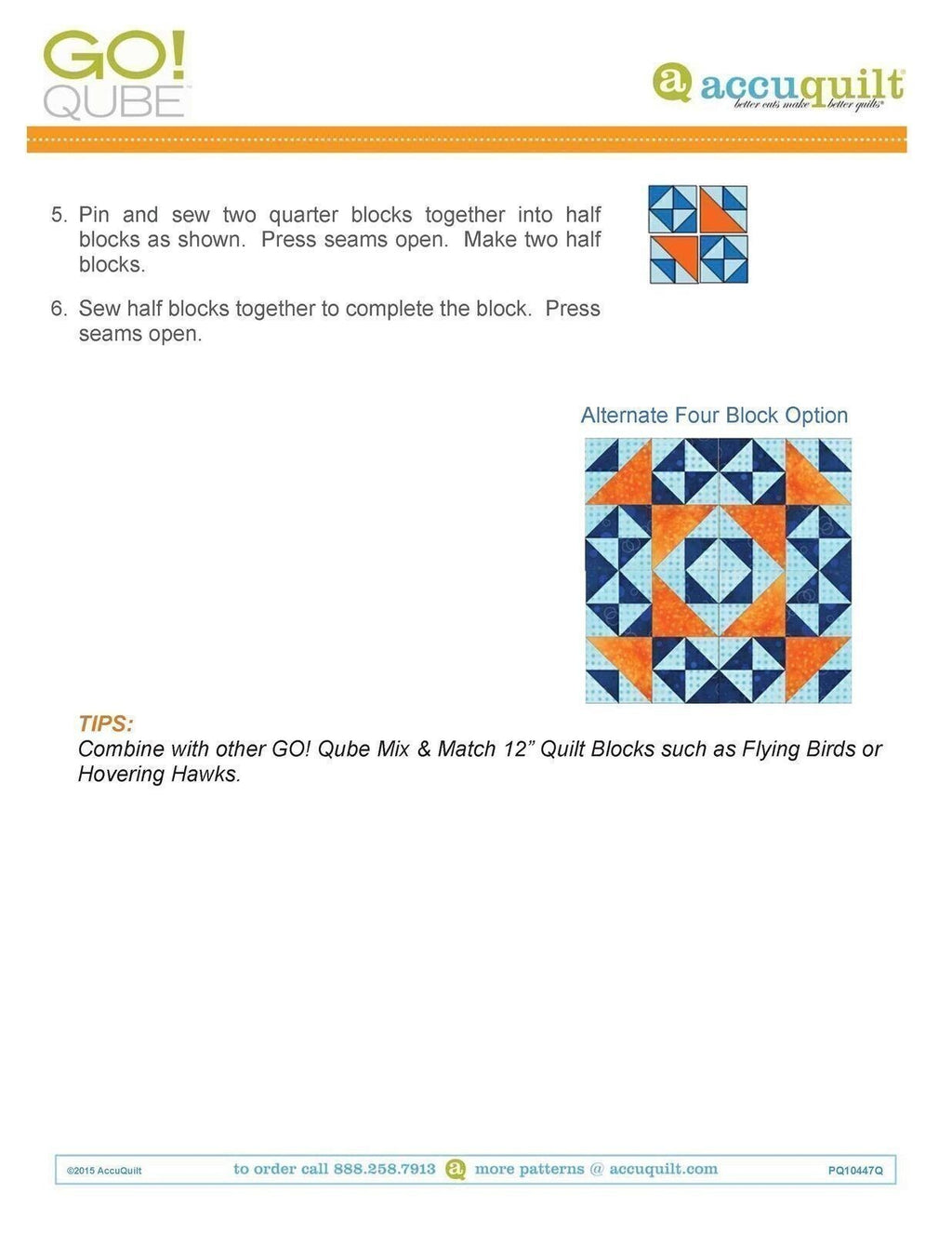 AccuQuilt Go! Qube Manual 12" 3-in-1: BLOCK, CORNERS & ANGLES, 431 PG Wire Bound