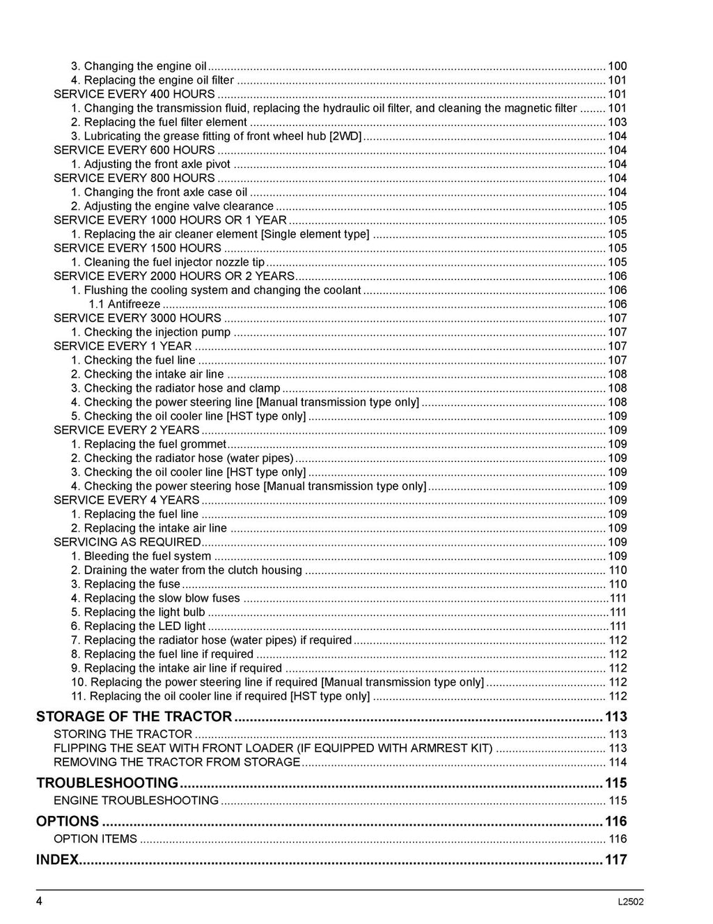 KUBOTA L2502 HST OPERATORS MANUAL - STEEL WIRE BOUND - TOUGH COVERS