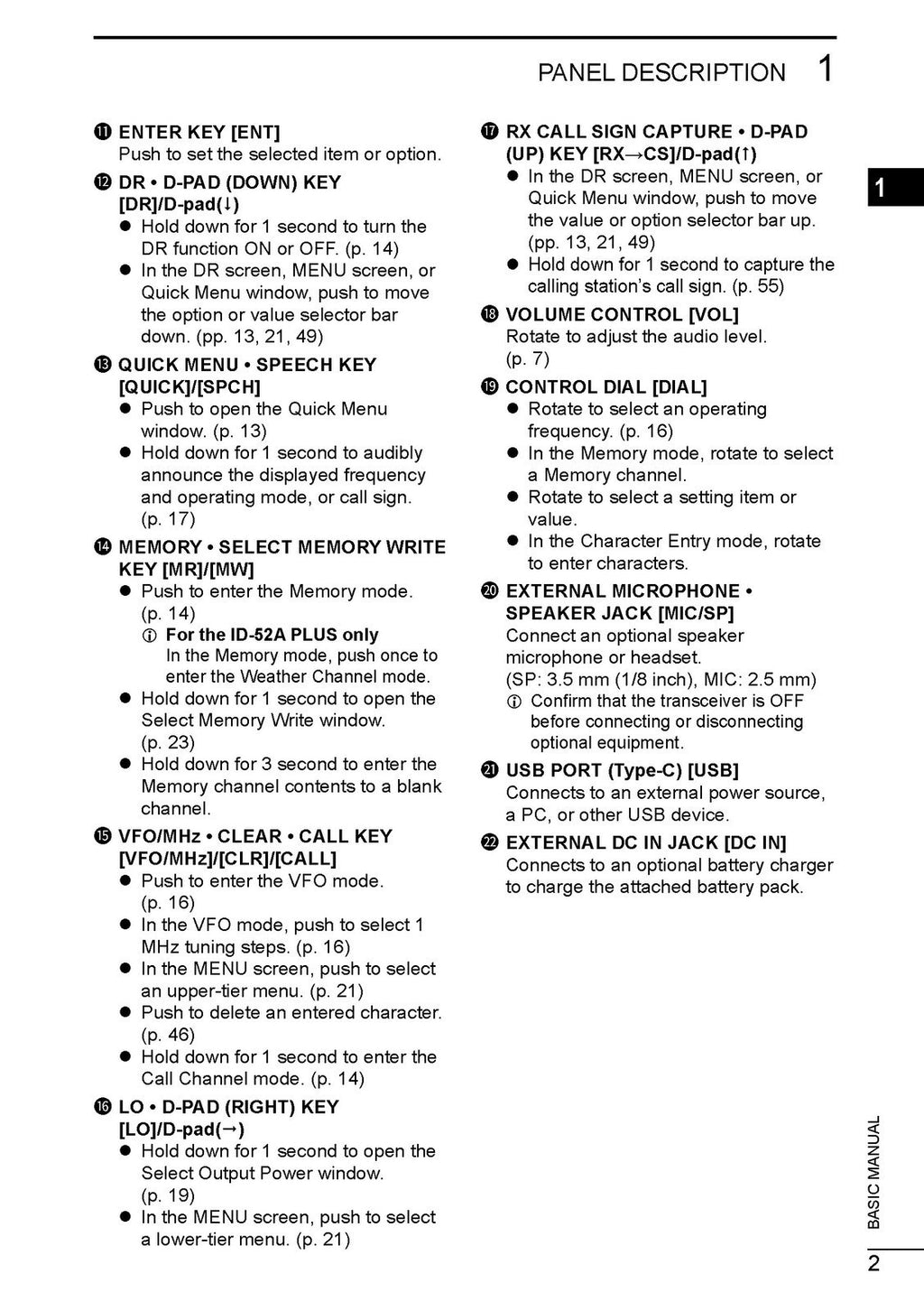 ICOM TRANSCEIVER ID-52A PLUS ID-52E PLUS BASIC MANUAL - WIRE BOUND, TOUGH COVERS
