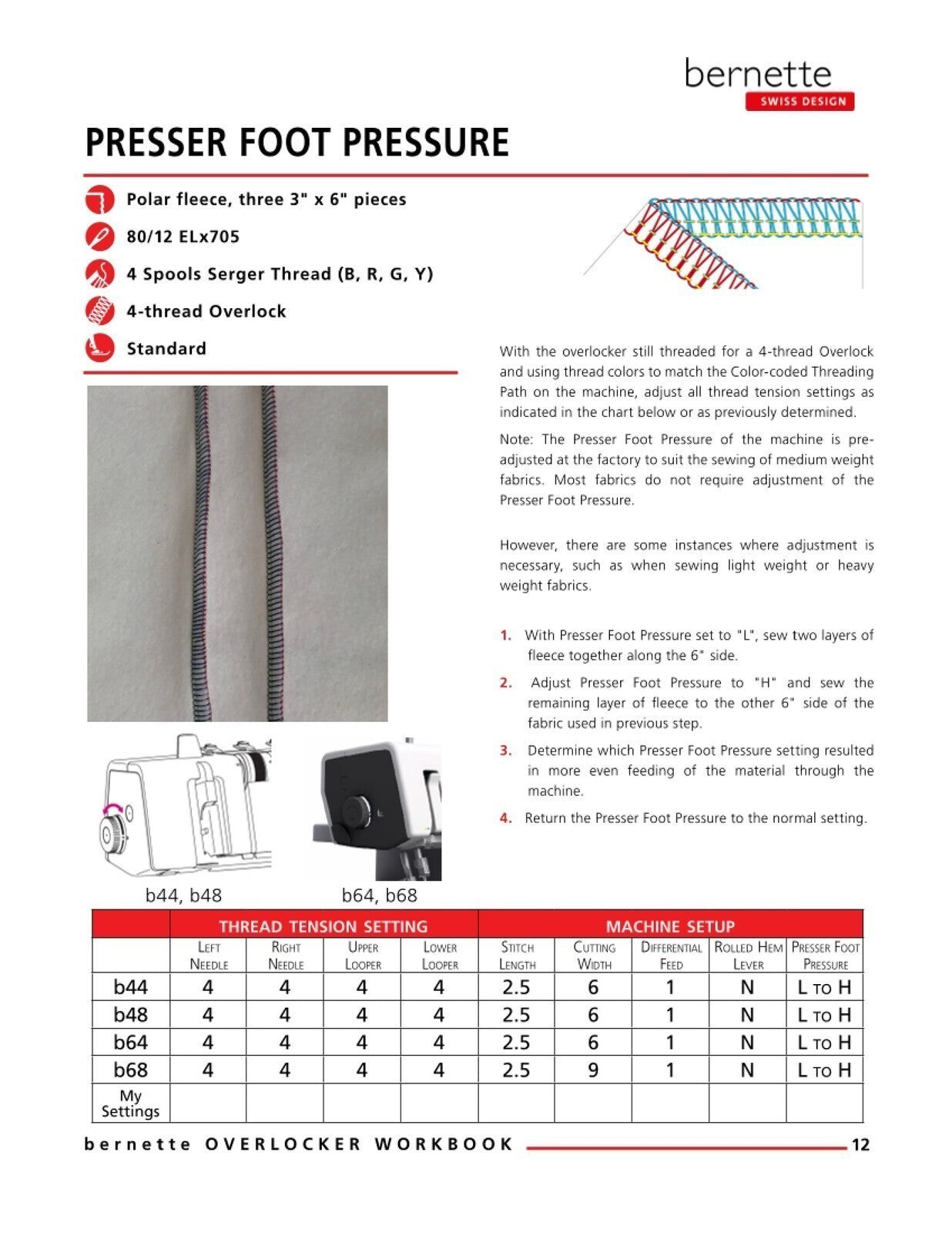 BERNINA Bernette Overlocker Mastery Workbook - WIRE BOUND - PROTECTIVE COVERS