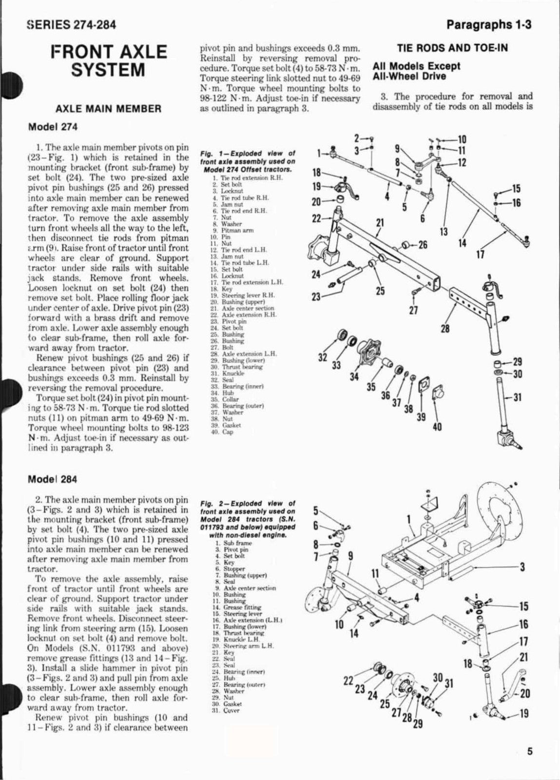 INTERNATIONAL 274 284 Diesel Tractor Shop Manual - WIRE BOUND - TOUGH COVERS