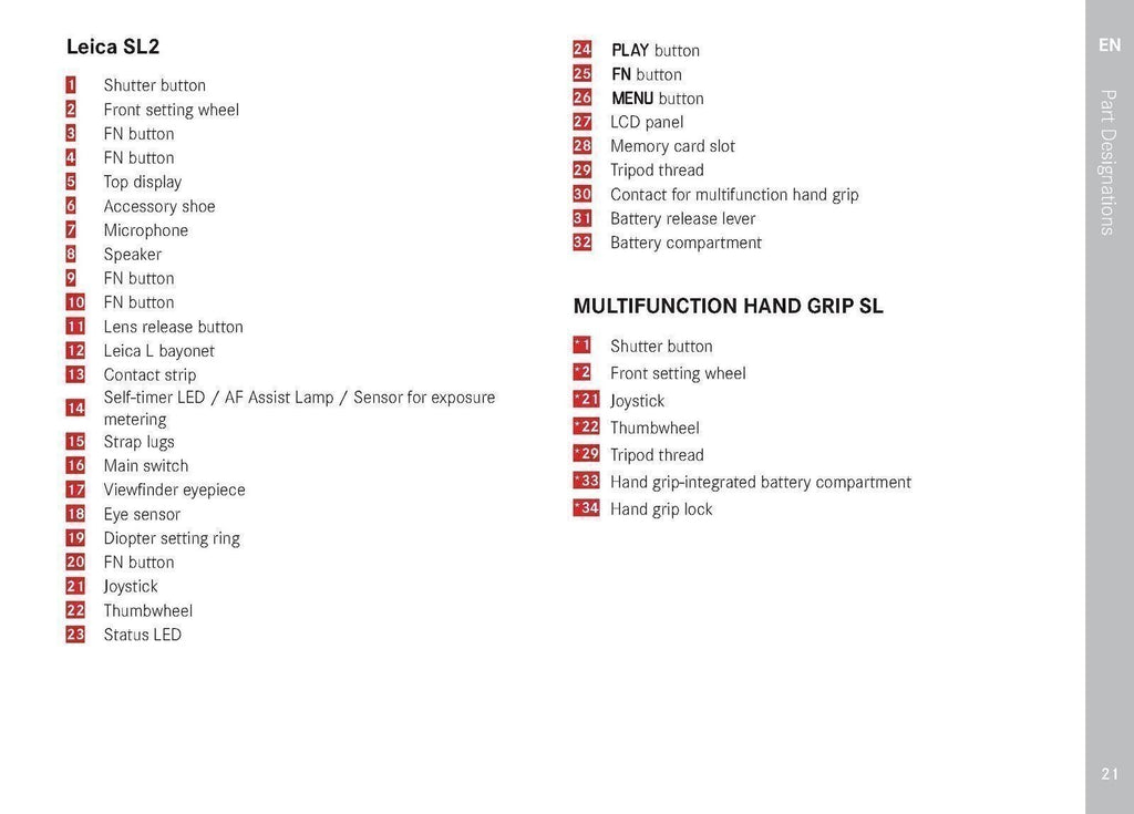 Leica SL2 Instruction User Manual: 220 Pages,  PVC Cover & DURABLE WIRE BINDING