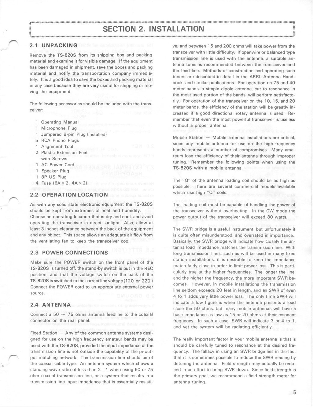 KENWOOD TS-820S Transceiver Manual - WIRE BINDING - TOUGH COVERS - XL FOLDOUT!