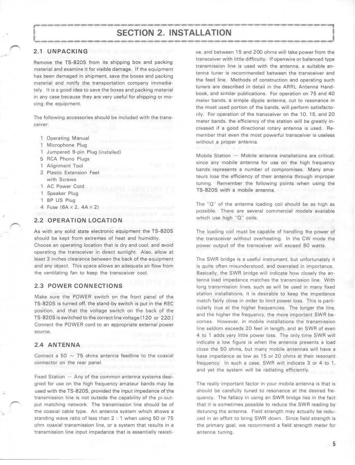 KENWOOD TS-820S Transceiver Manual - WIRE BINDING - TOUGH COVERS - XL FOLDOUT!