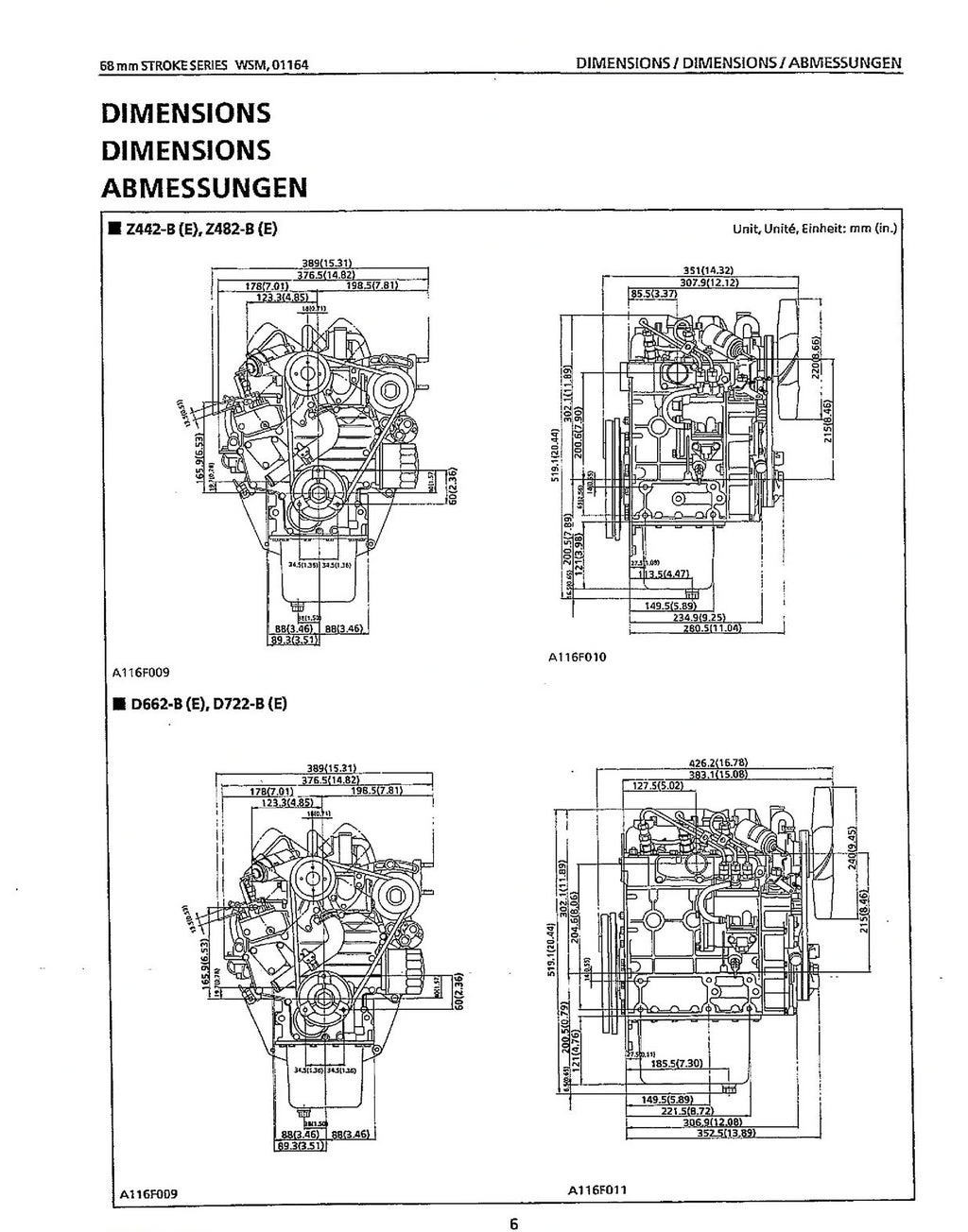 KUBOTA DIESEL ENGINE 68mm WORKSHOP MANUAL - STEEL WIRE BOUND - PROTECTIVE COVERS