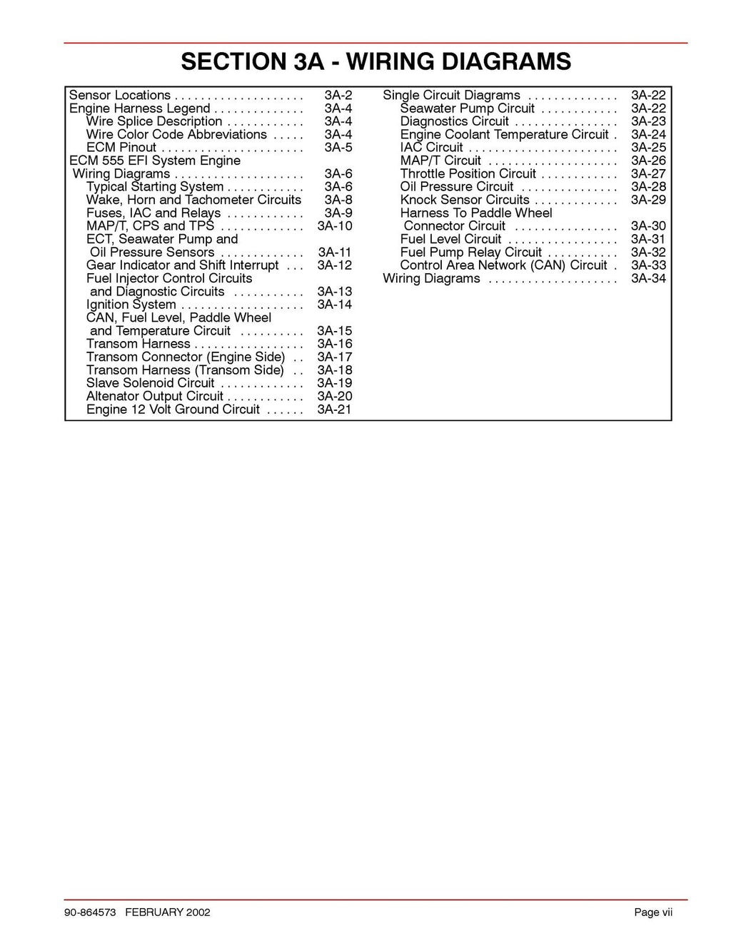 MERCURY MERCRUISER NO. 36 ECM 555 Diagnostics Service Manual, WIRE BOUND, COVERS