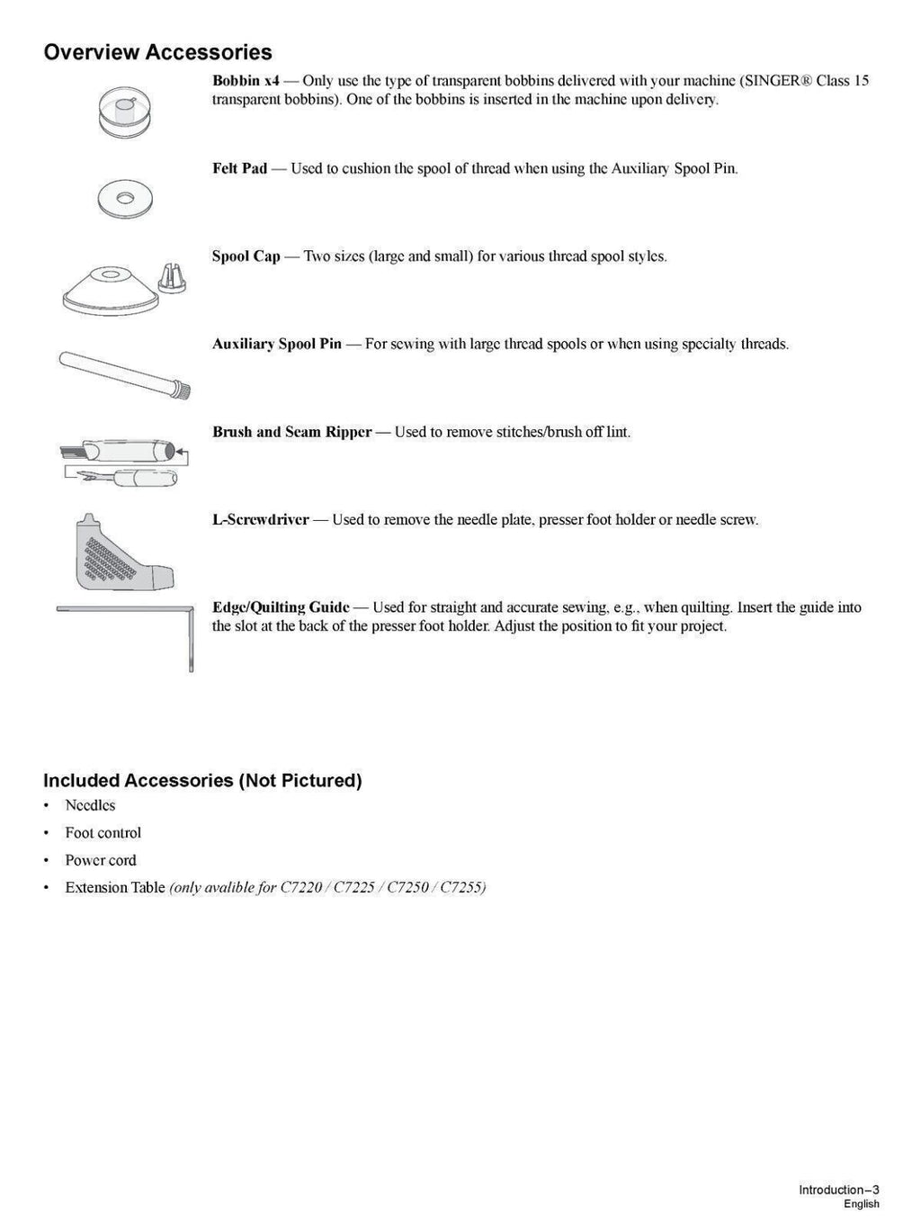 SINGER C7200-C7205-C7220-C7225-C7250-C7255 Sewing Machine User Owner's Manual