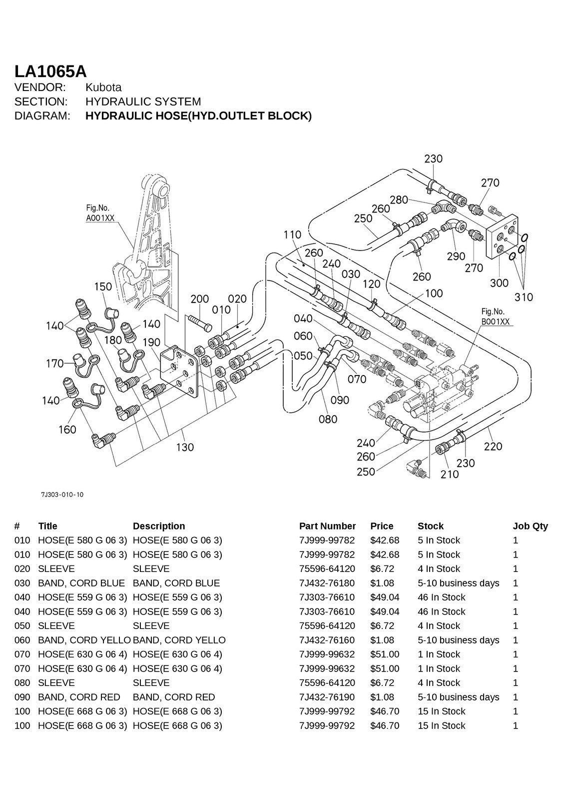 KUBOTA LA1065A FRONT LOADER ILLUSTRATED PARTS LIST MANUAL - WIRE BOUND - COVERS