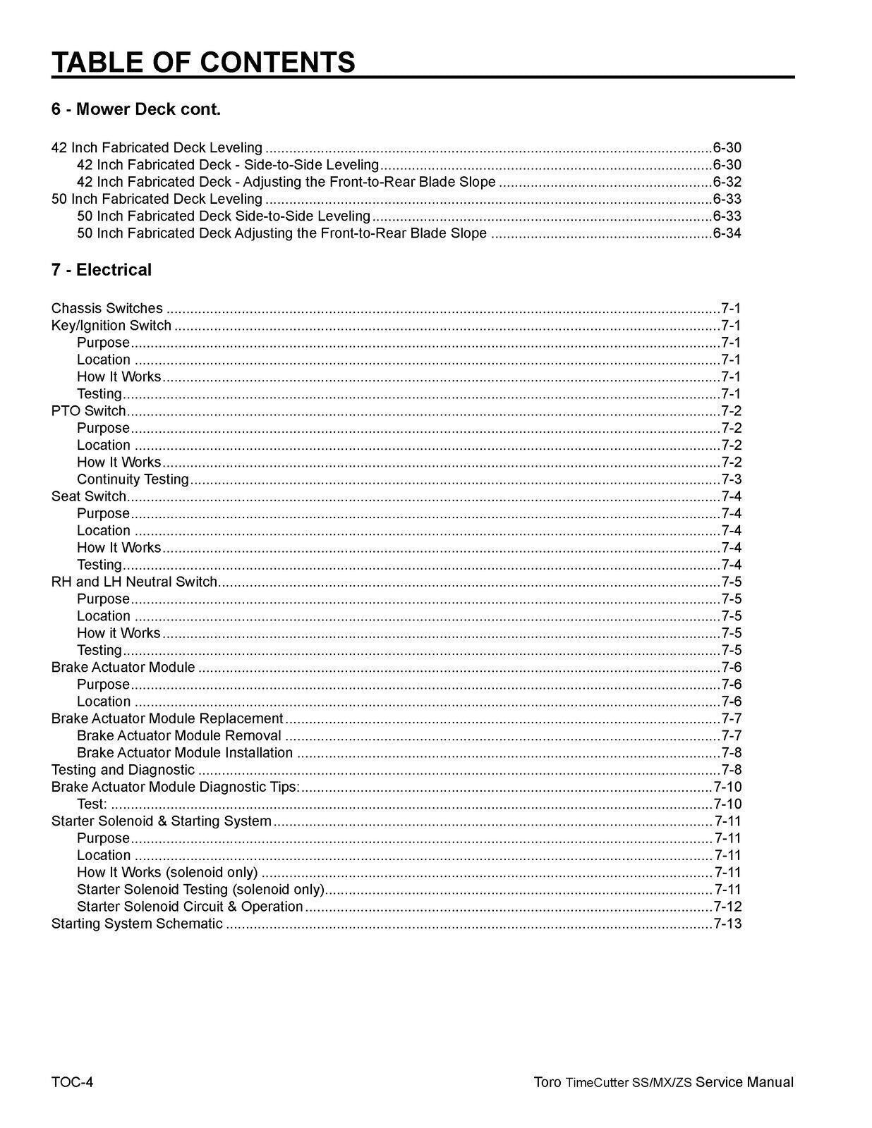 TORO Timecutter SS MX ZS 2011-2013 SERVICE Manual Instruction Owners User Manual