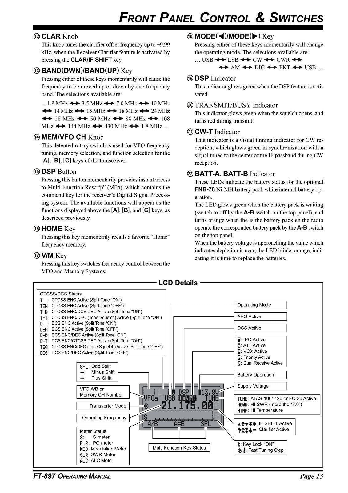 YAESU FT-897 Transceiver User Operating Manual - STEEL WIRE BOUND