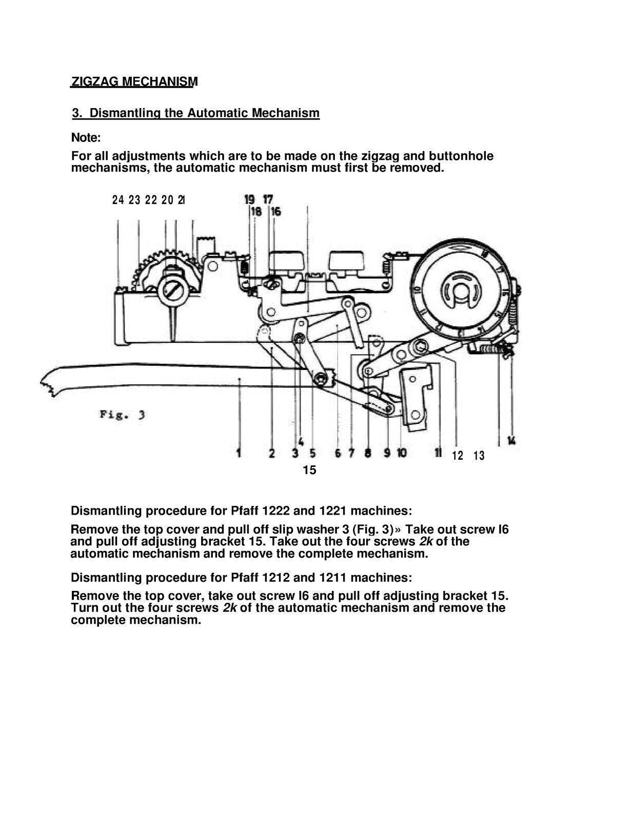 PFAFF 1222 1221 1214 1213 1212 1211 1199 1197 1196 Repair Manual Instructions