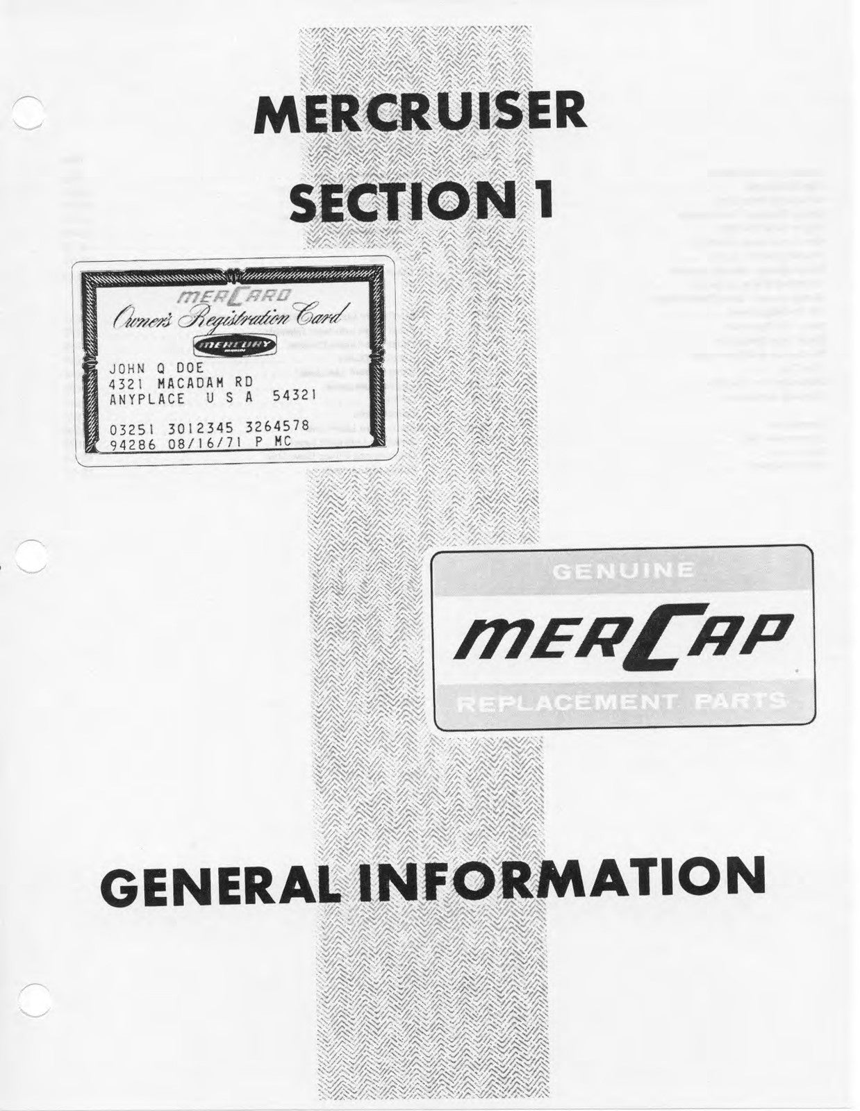MERCURY MERCRUISER NO. 1 STERN DRIVE MARINE ENGINES SERVICE MANUAL - WIRE BOUND