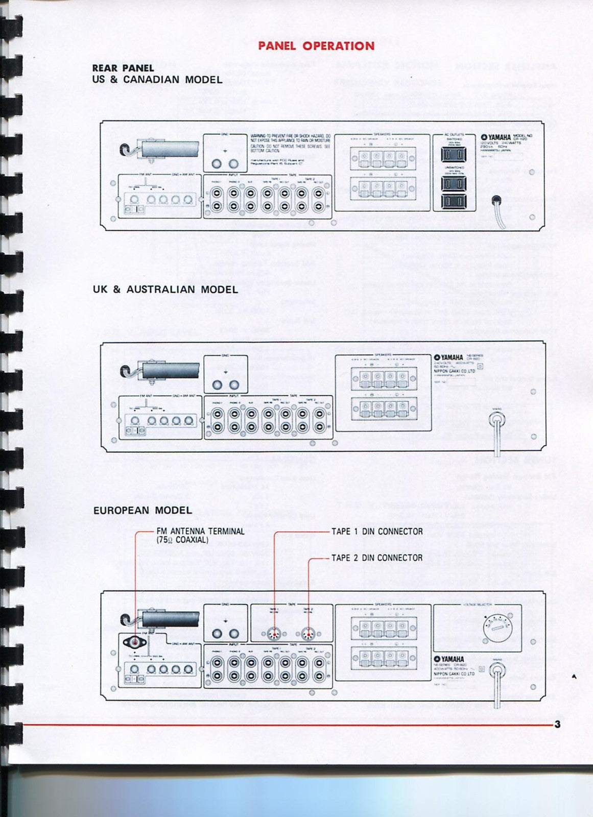 YAMAHA CR-820 Service & Owners Manual BUNDLE - WIRE BOUND - TOUGH COVERS