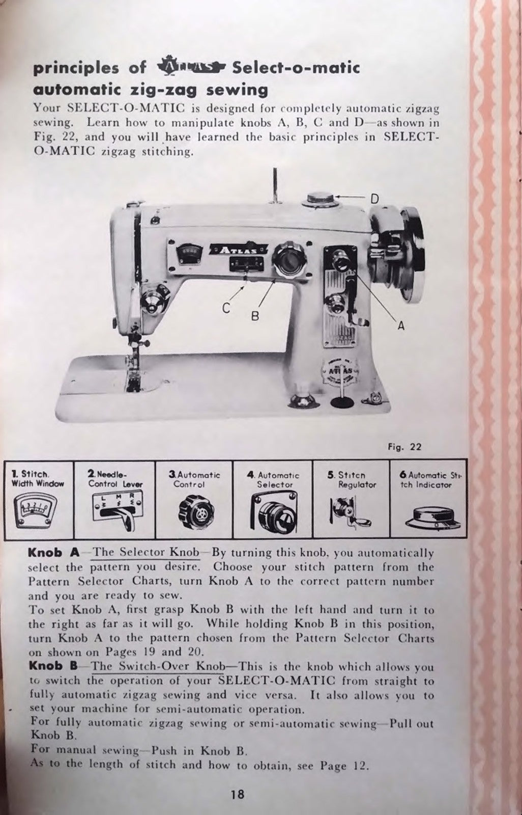 ATLAS Select-O-Matic Sewing Machine Instruction Manual - WIRE BOUND - COVERS