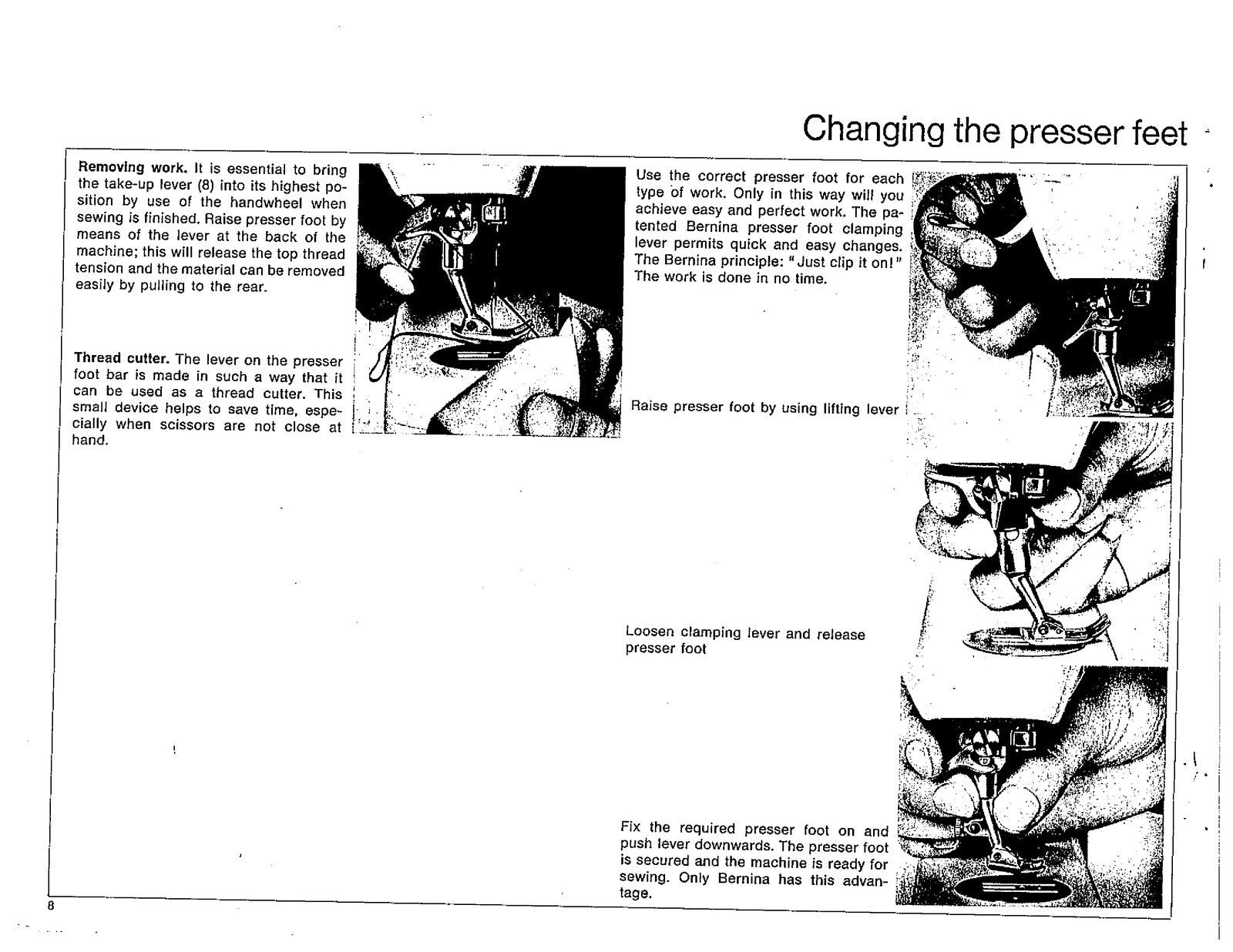 BERNINA 800 Sewing Machine User Manual - STEEL WIRE BOUND - PROTECTIVE COVERS