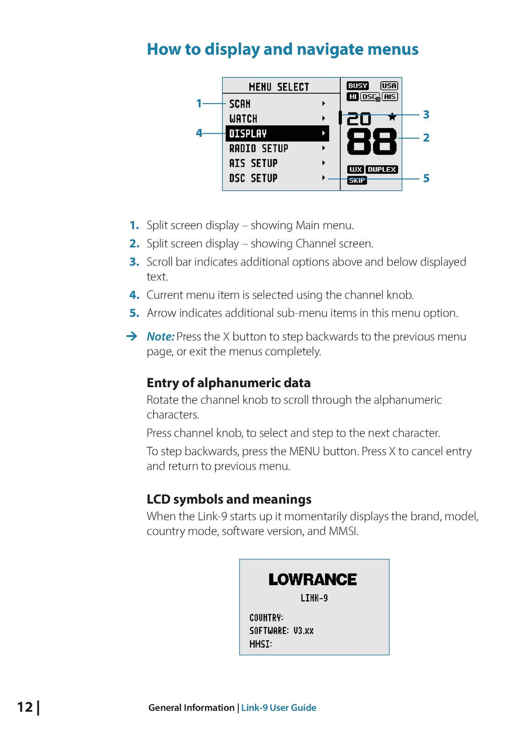 LOWRANCE Link-9 VHF FIXED MOUNT OWNERS MANUAL -  WIRE BOUND - COVERS
