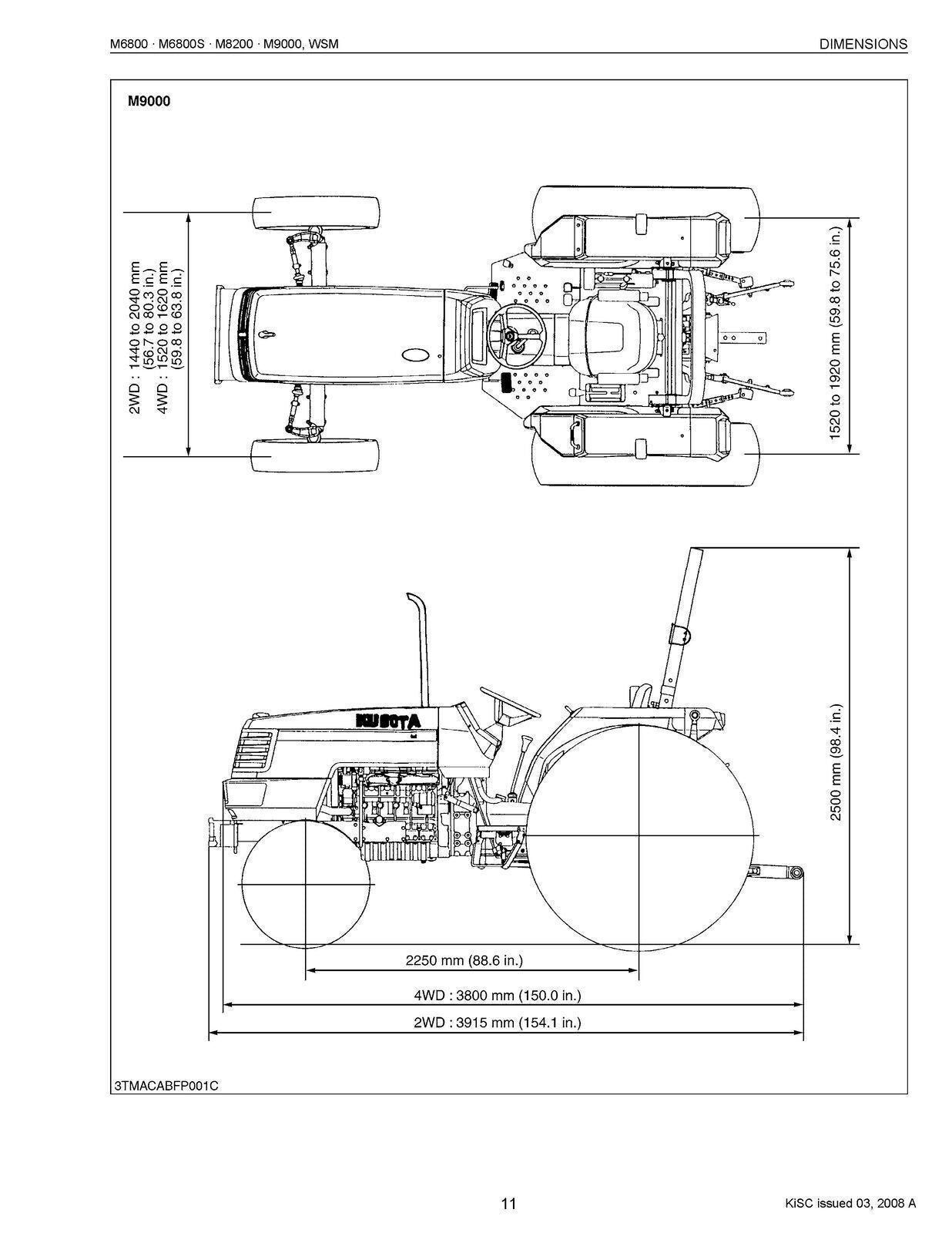 KUBOTA M6800 M6800S M8200 M9000 WORKSHOP MANUAL - WIRE BOUND - PROTECTIVE COVERS