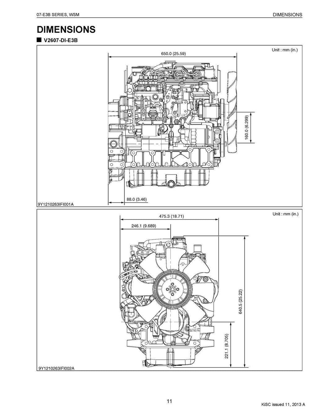 Kubota V3307-DI-T-E3B V3007 V2607 Repair Manual Workshop Manual WSM - WIRE BOUND