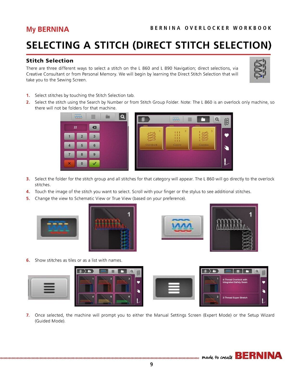 BERNINA Workbook 1 Serger Use for Overlocker L 860 890: WIRE BOUND, TOUGH COVERS